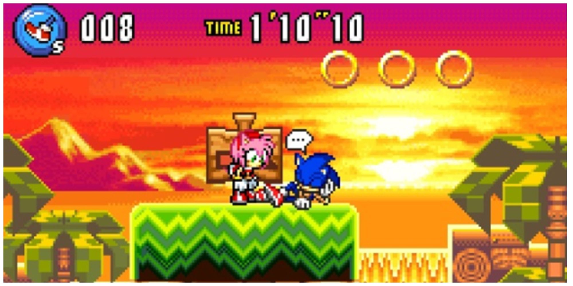 Sonic Advance 3 Sonic and Amy in sunset stage