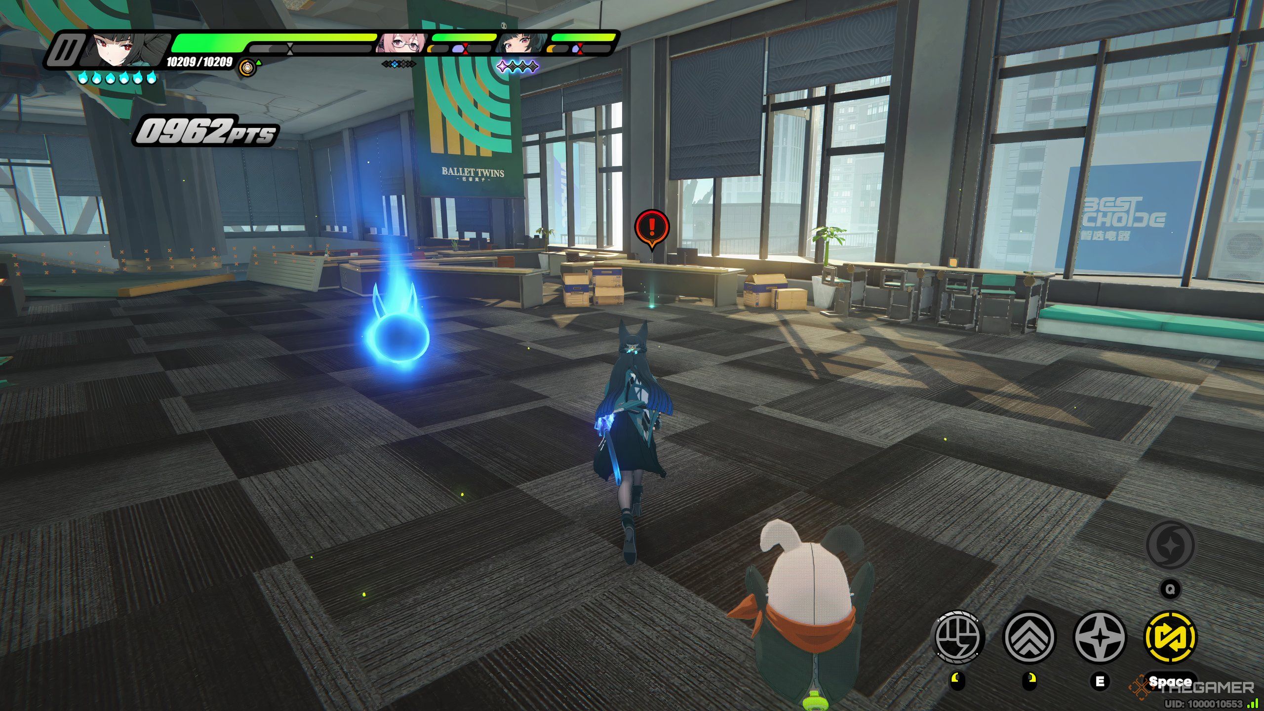 Miyabi running toward an objective in the Ballet Twins in Zenless Zone Zero.