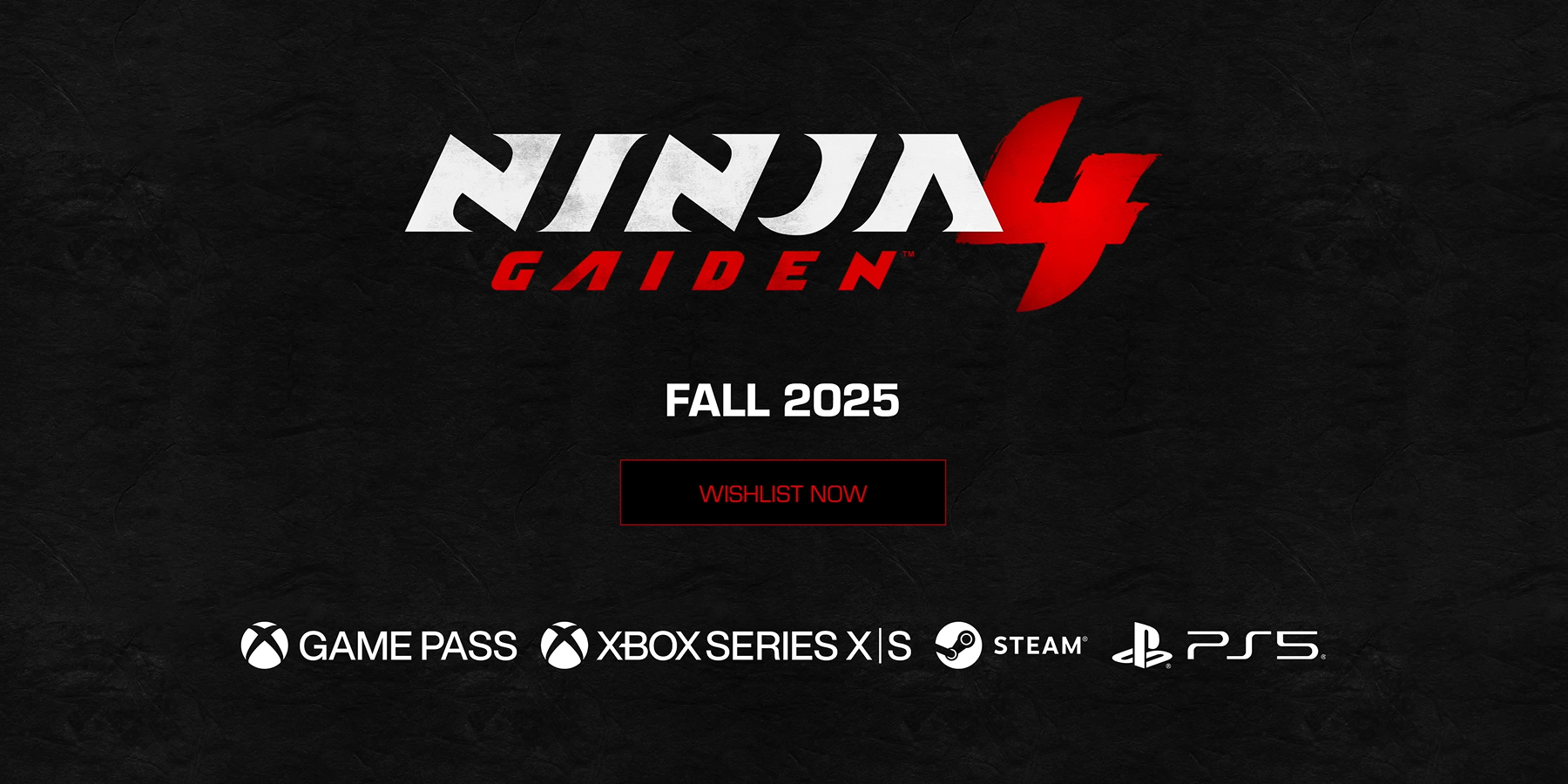 The Ninja Gaiden 4 Logo With Release date & Availbale Platforms On A Grey Screen