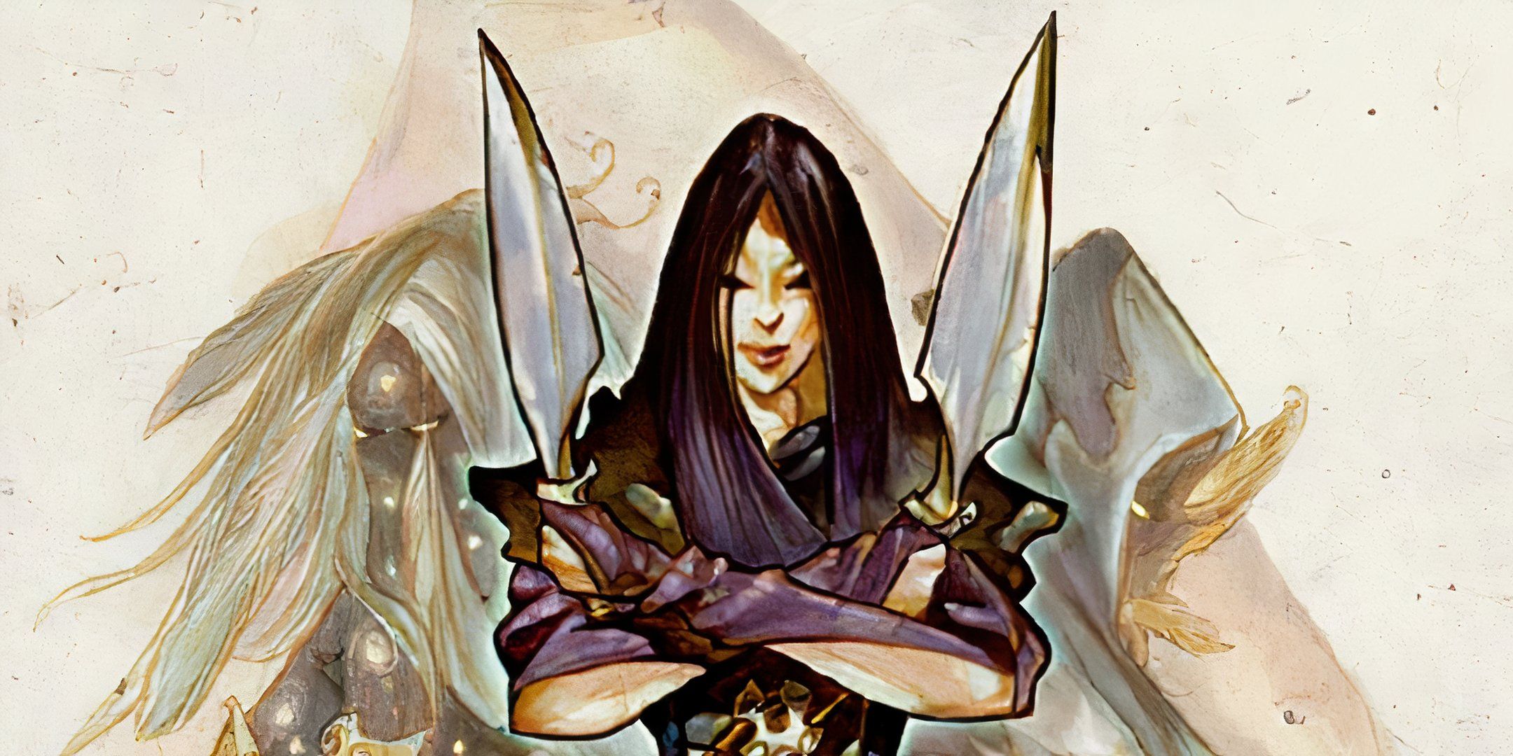 A black-haired goddess wielding two small daggers in Dungeons & Dragons. 