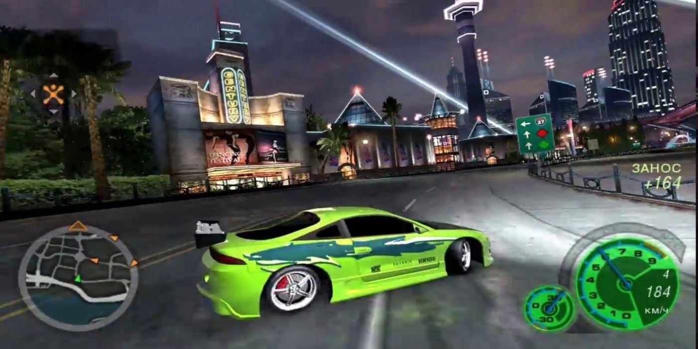 Lime Green Car Drifting in Need For Speed Underground 2.