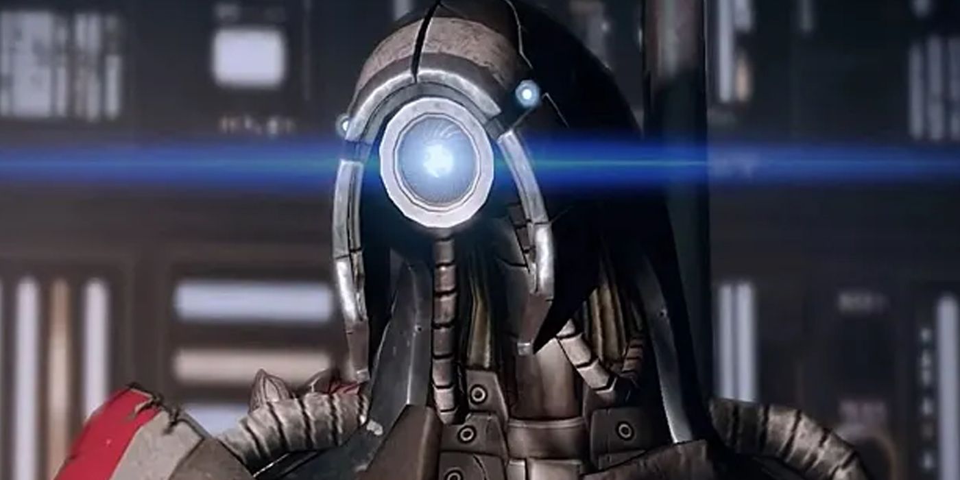 Close up of Legion from Mass Effect 2.