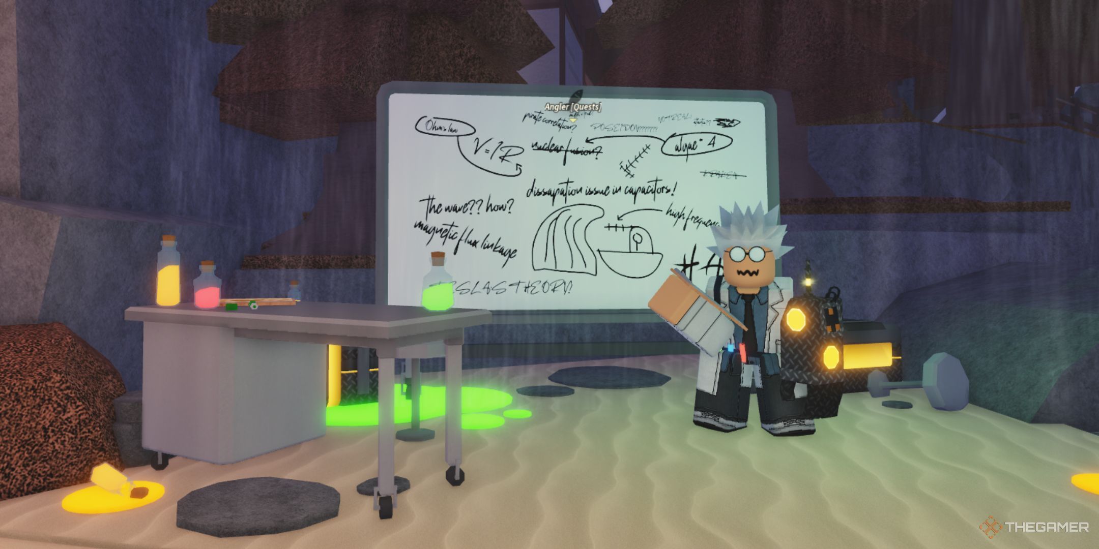 Dr. Glimmerfin stays in his little laboratory on Moosewood island in Fisch.