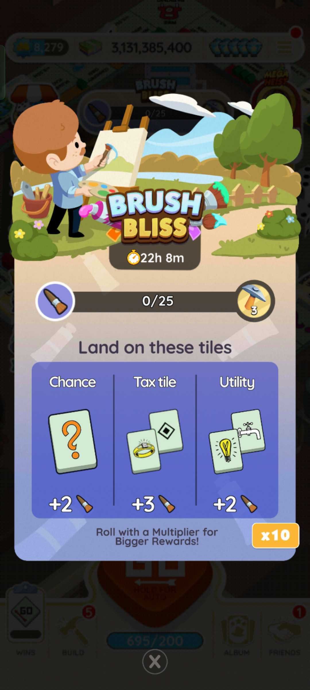 Monopoly Go. Brush Bliss event, how it works page.