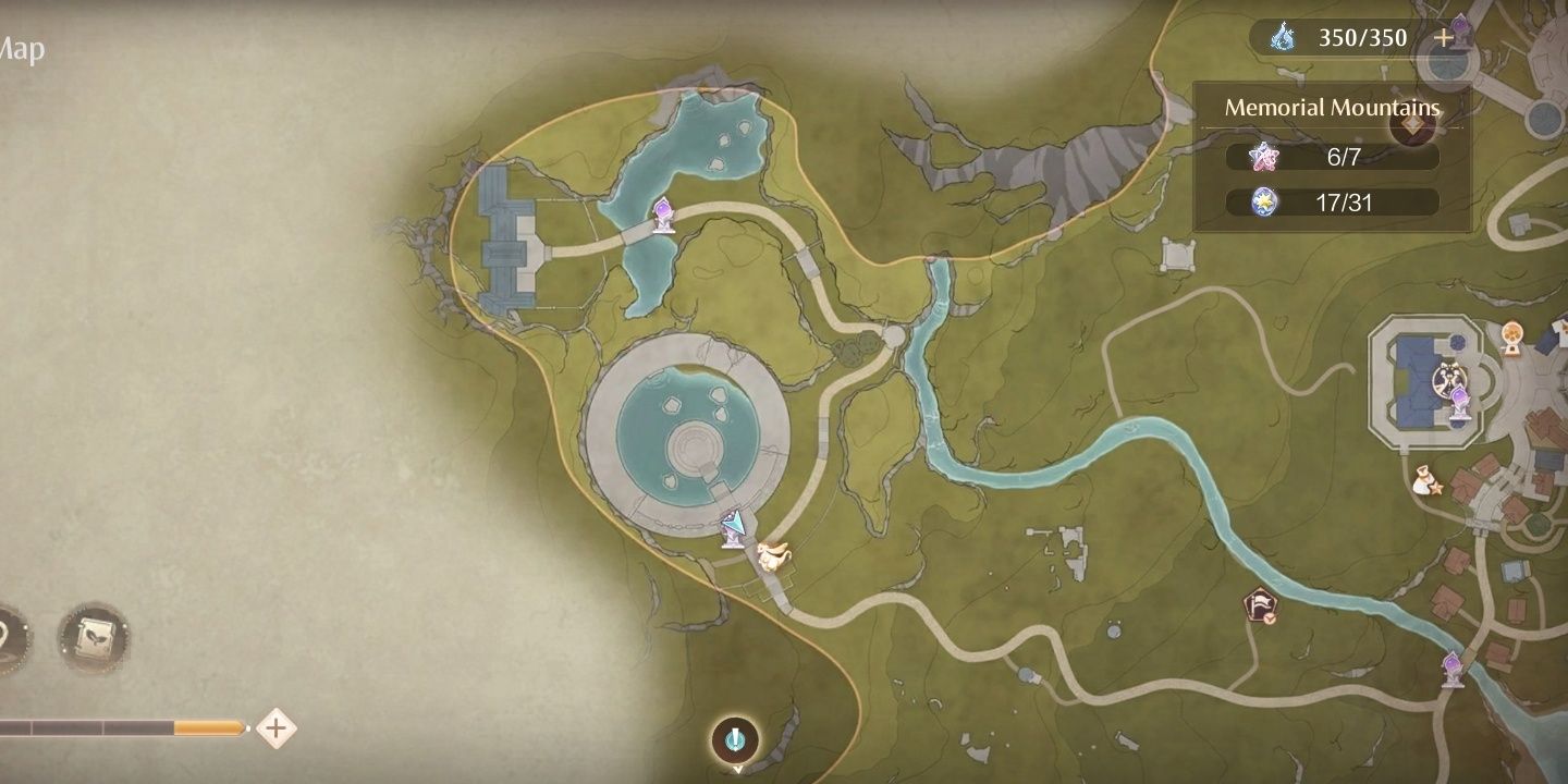 Image of memorial mountains on the map in Infinity Nikki