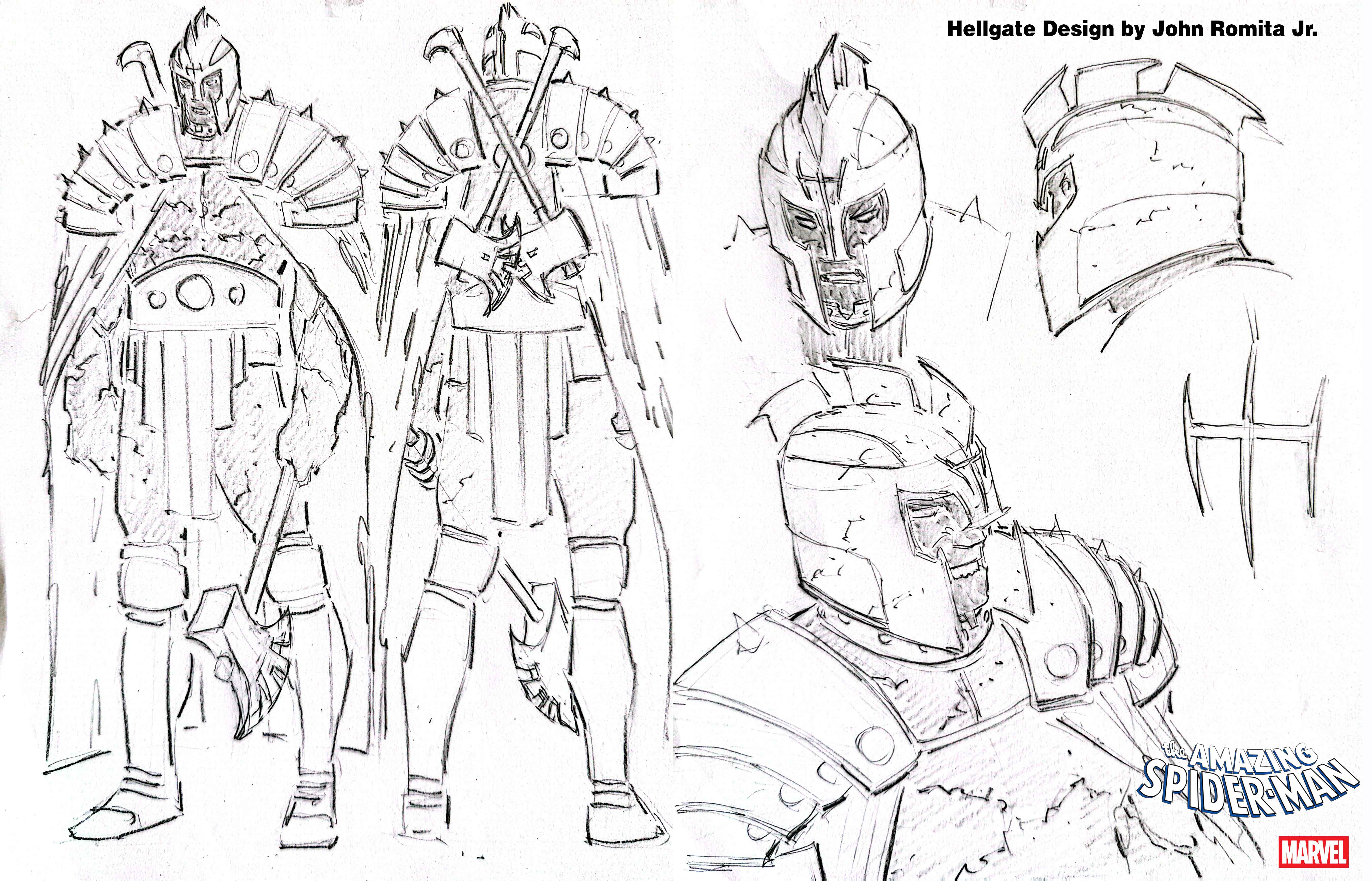 John Romita Jr's character design sheet for Hellgate.