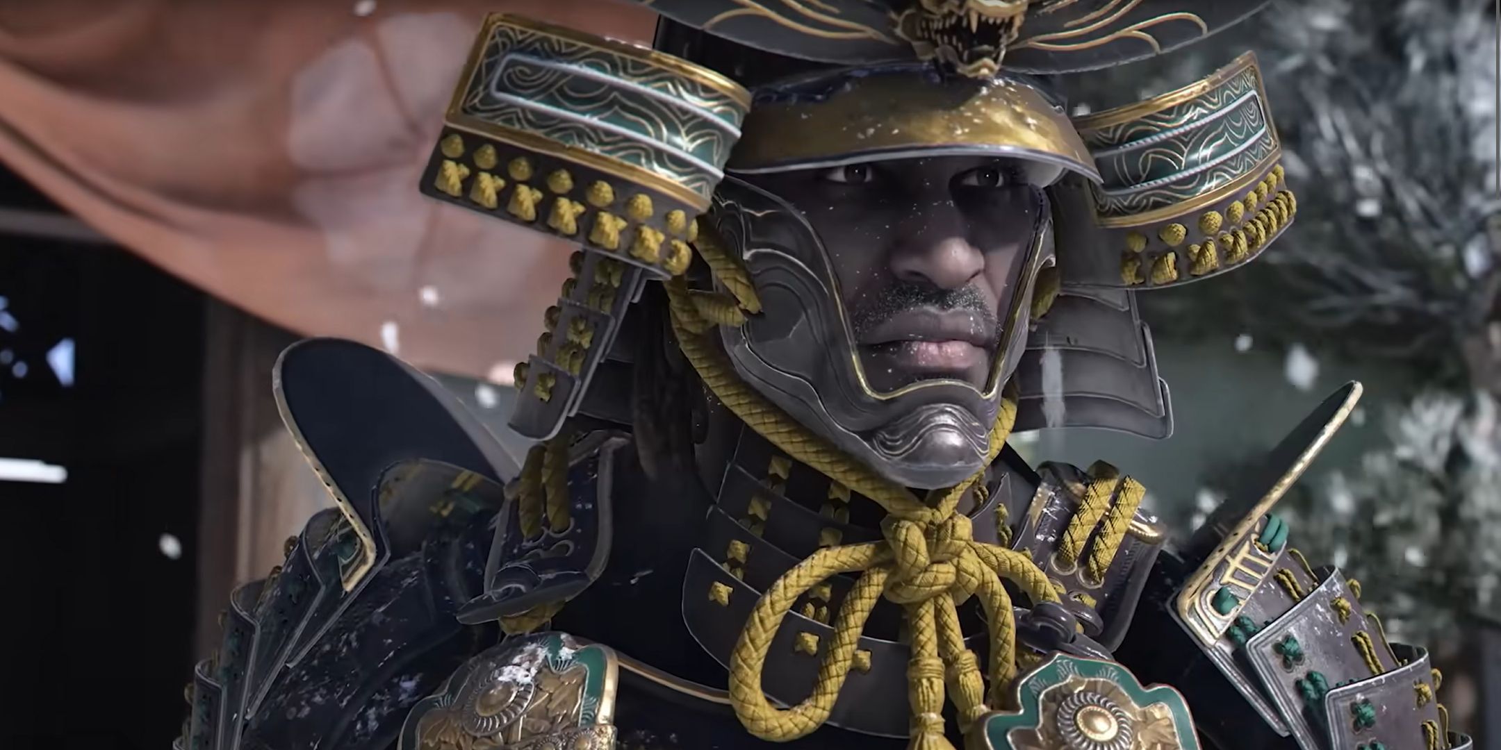 A large man called Yasuke in samurai armor insAssassin's CReed Shadows