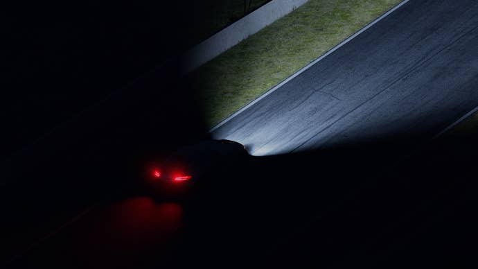 A Mercedes sports car at night in Assetto Corsa EVO.