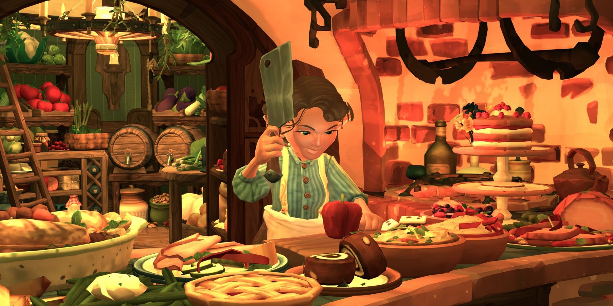 The lord of the rings tales of the shire a hobbit cooking a meal.