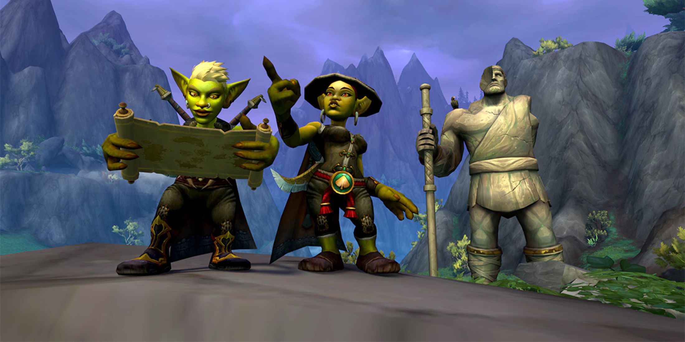 two goblins from wow reading a map