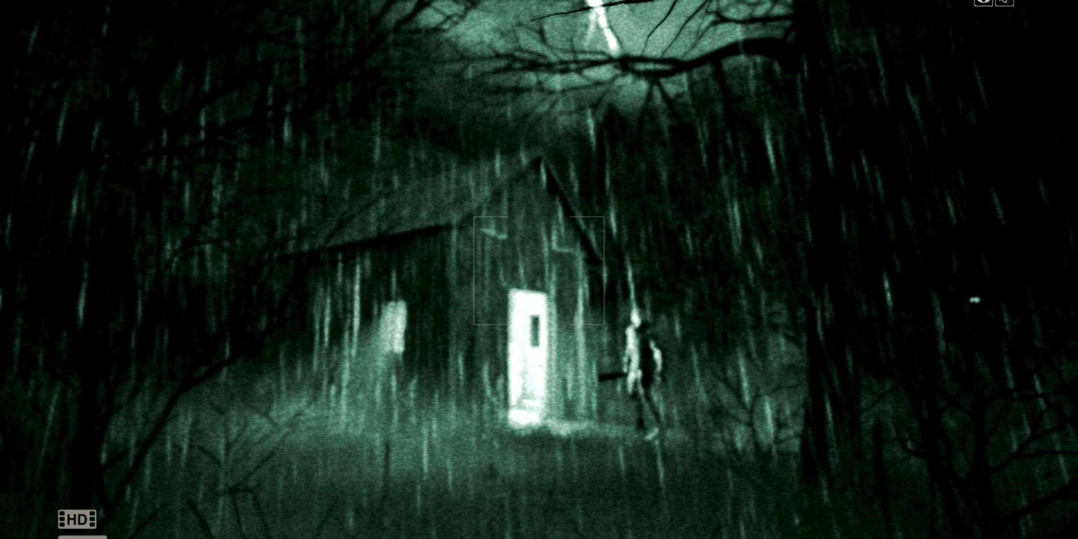 a house in the rain in the dark