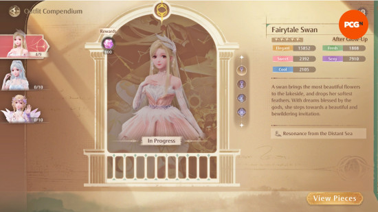 Fairytale Swan, the best Infinity Nikki outfit for an elegant style, as it appears in the Outfit Compendium.