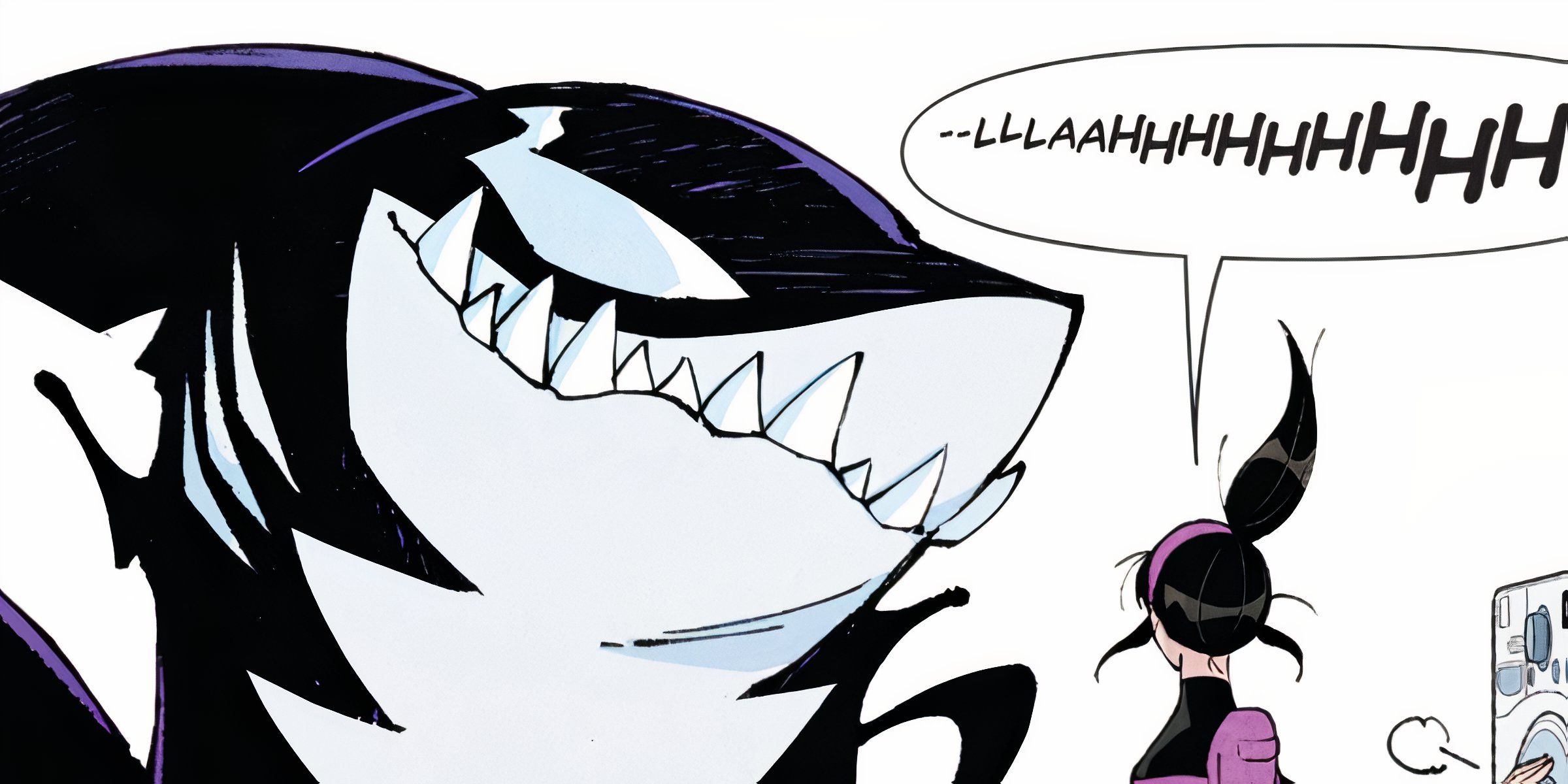 Jeff The Land Shark Venomized With Kate Bishop (Hawkeye) In Marvel's Extreme Venomverse Comic Issue 5.