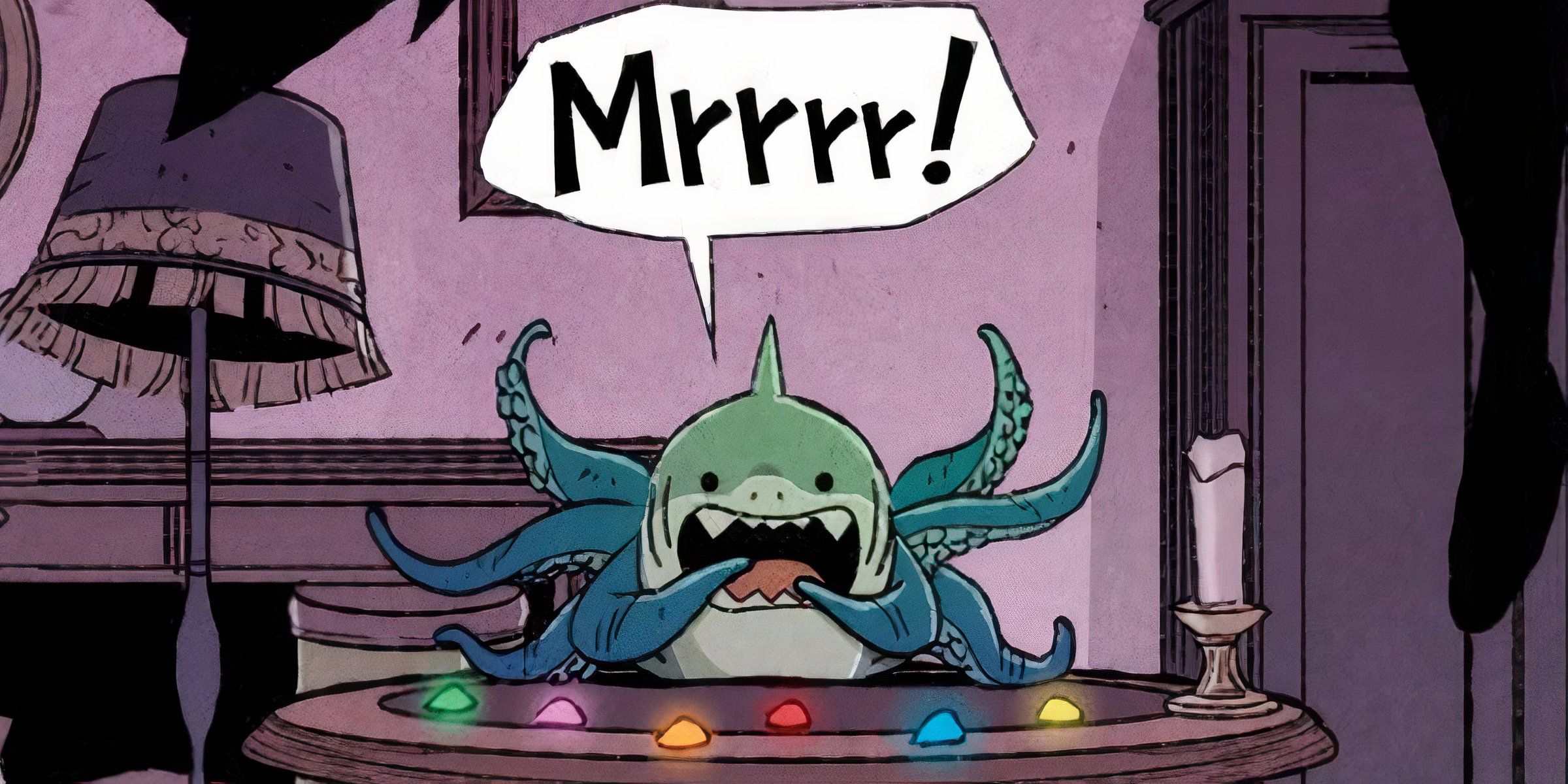 Jeff The Land Shark With Tentacles And The Infinity Stones In Marvel's It's Jeff! Infinity Comic Issue 36.