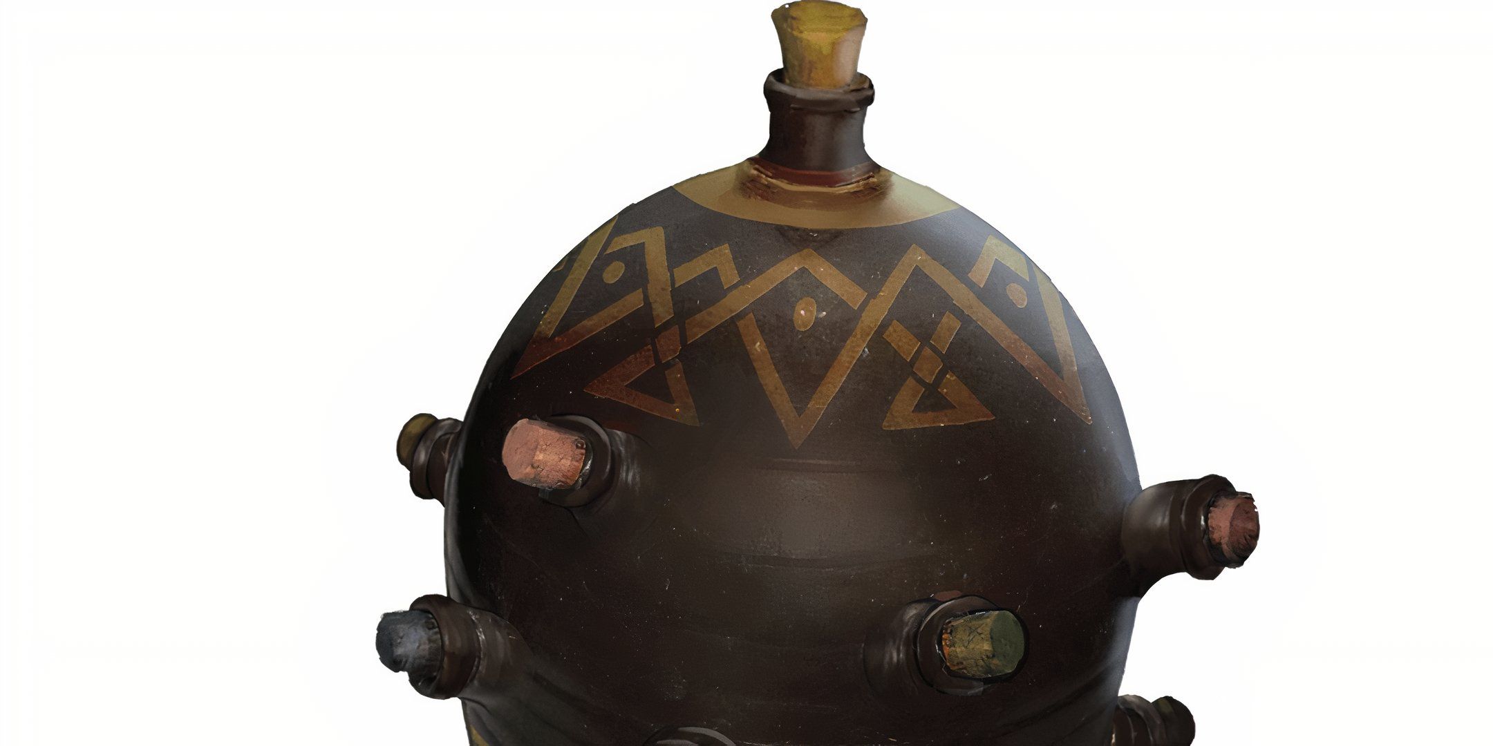 A black alchemy jug with a cork in it from Dungeons & Dragons. 