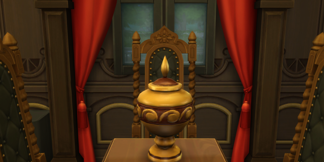 The original urn from the Sims 4. It is a simple golden urn.