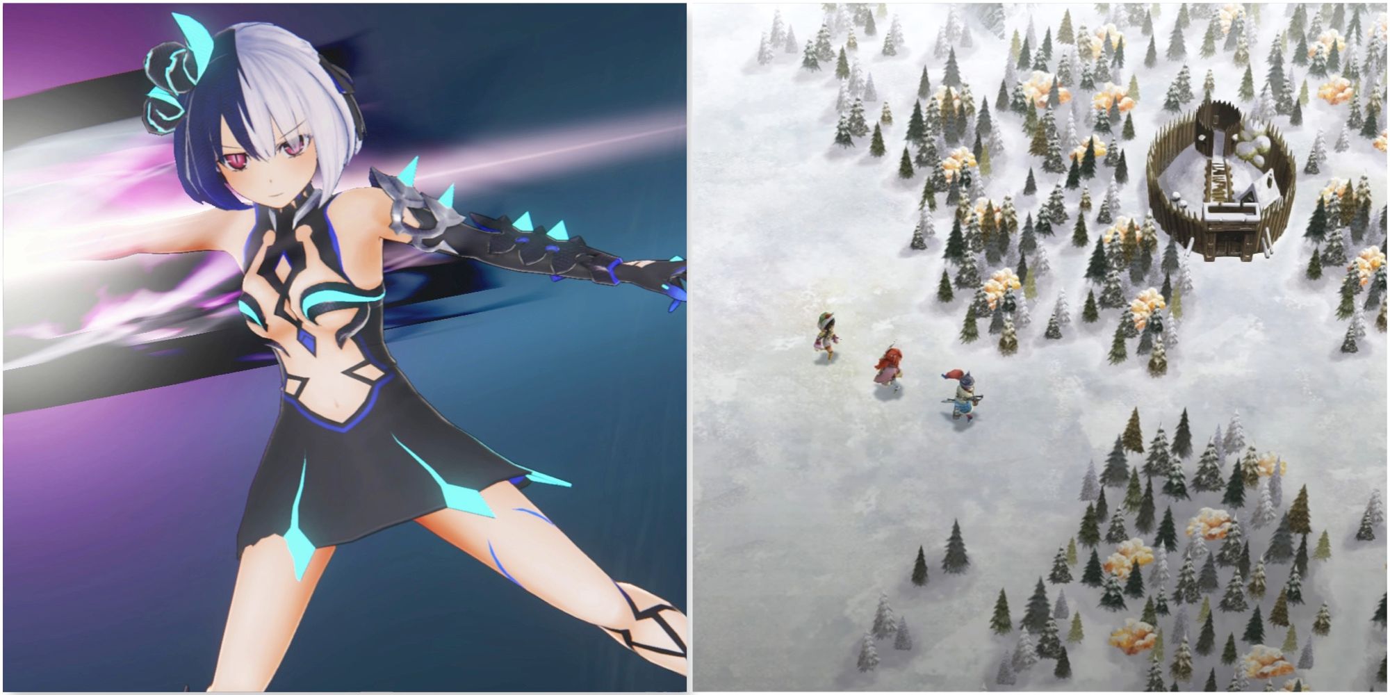 Minessa in Dragon Star Varnir and Exploring the world map in I Am Setsuna