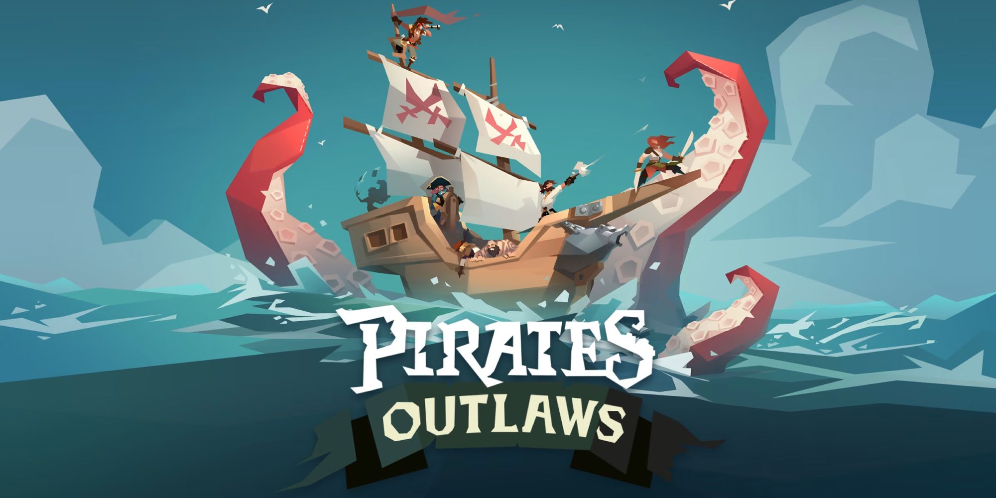 A large kraken attacks a pirate ship in Pirates Outlaws.