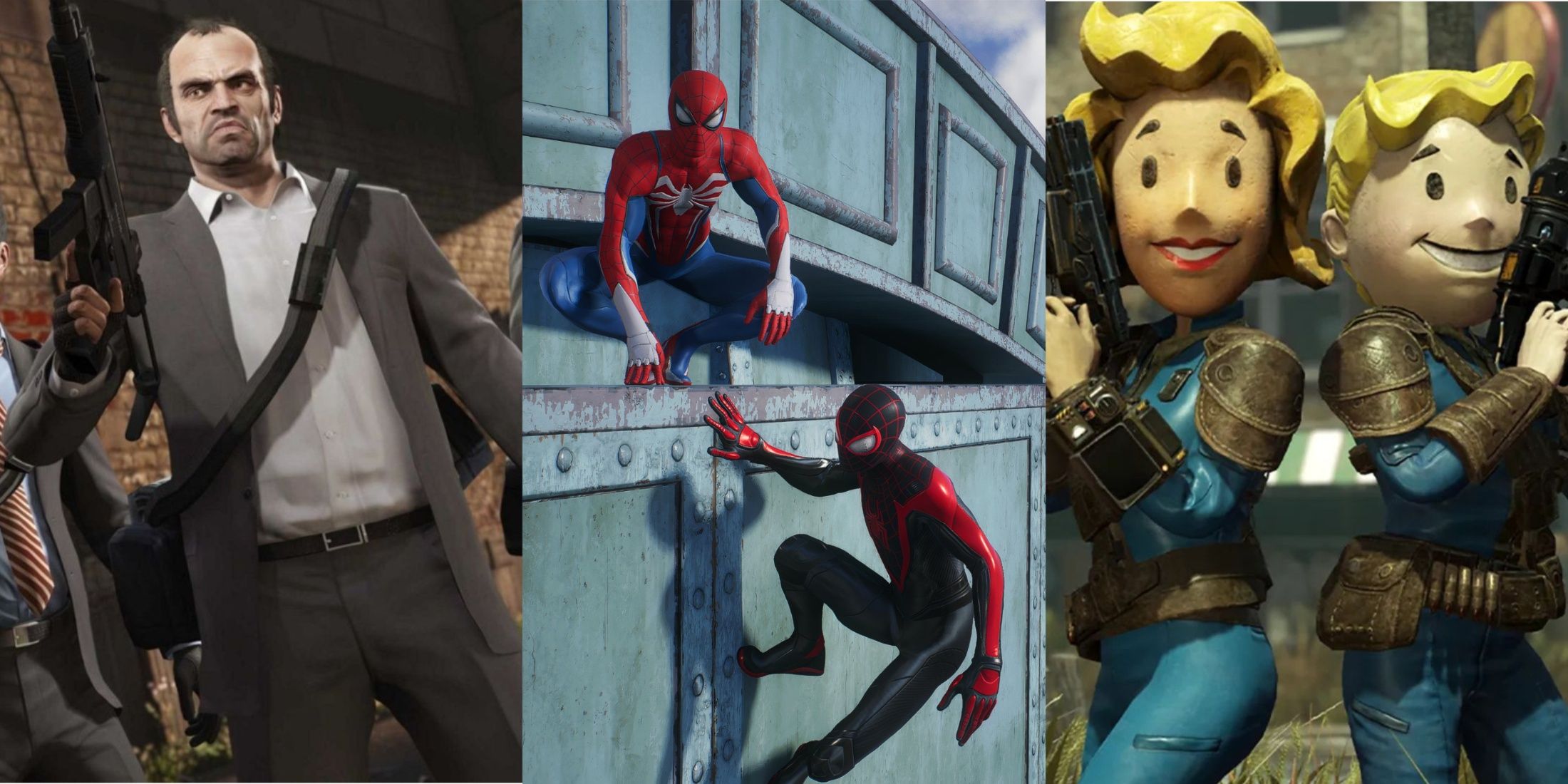 GTA 5, Spider-Man 2, Fallout 76