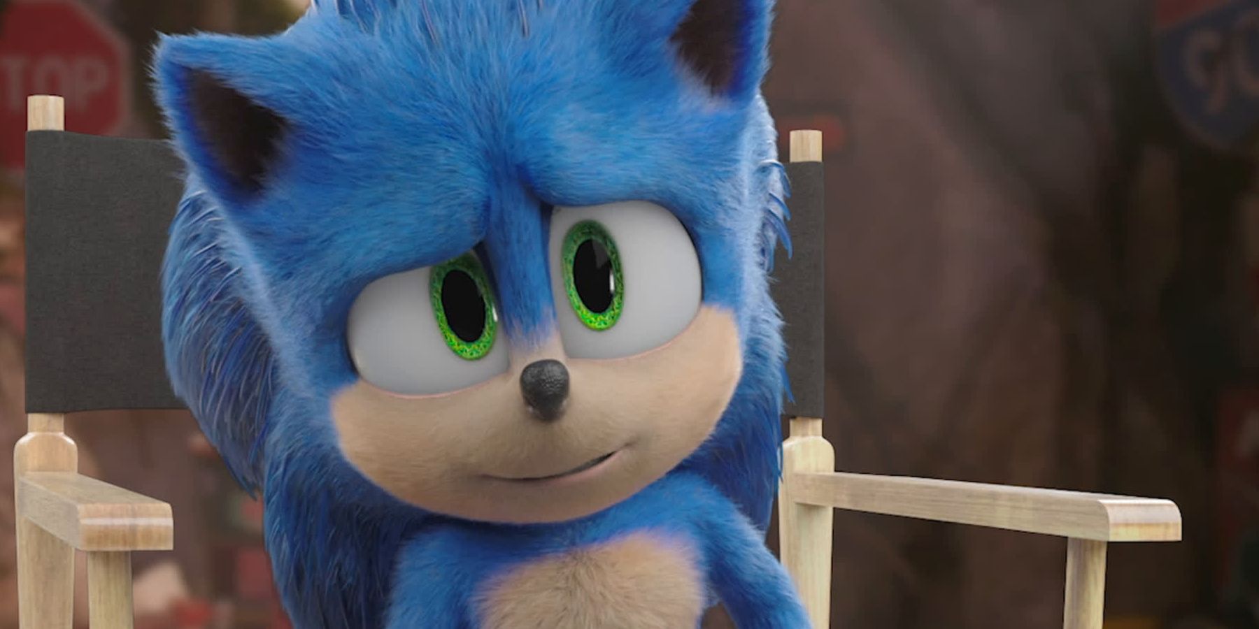 Sonic with a concerned expression in the Sonic the Hedgehog movie