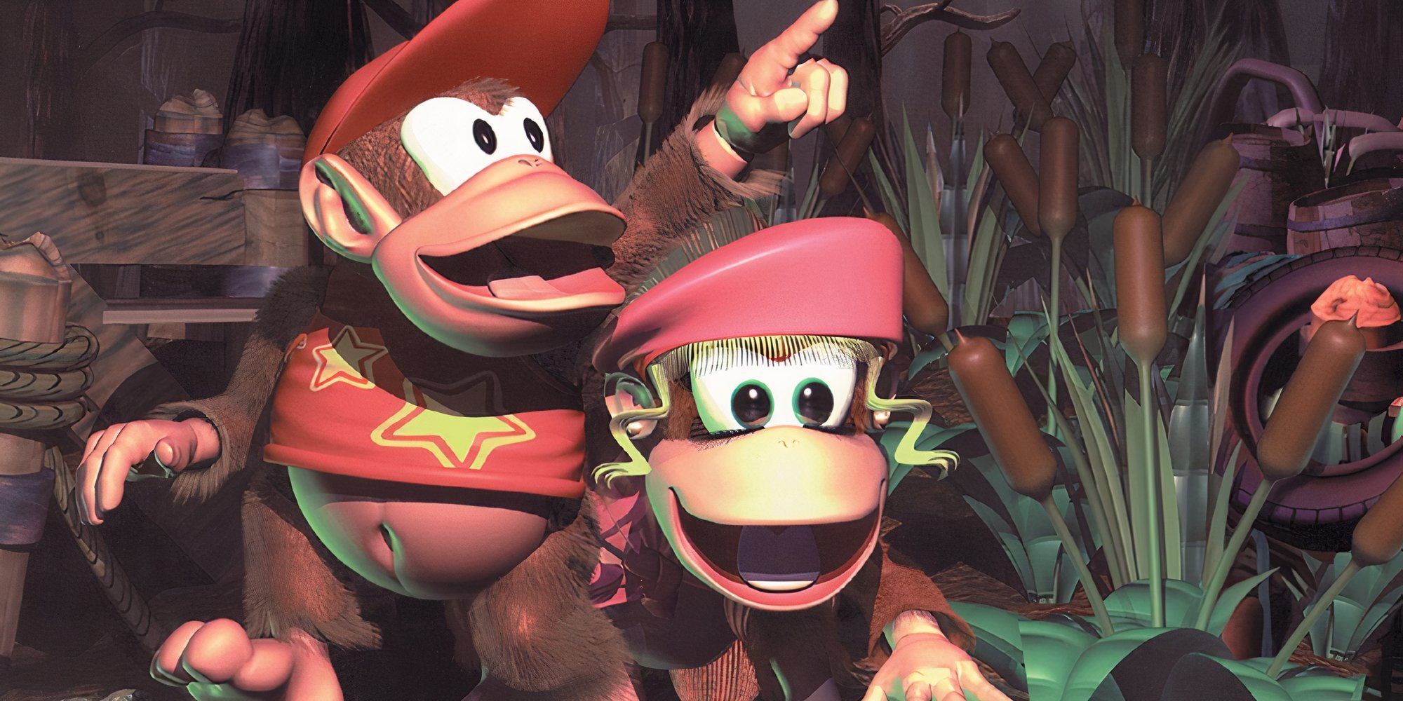 Promo art featuring Diddy and Dixie in Donkey Kong Country 2 Diddy's Kong Quest