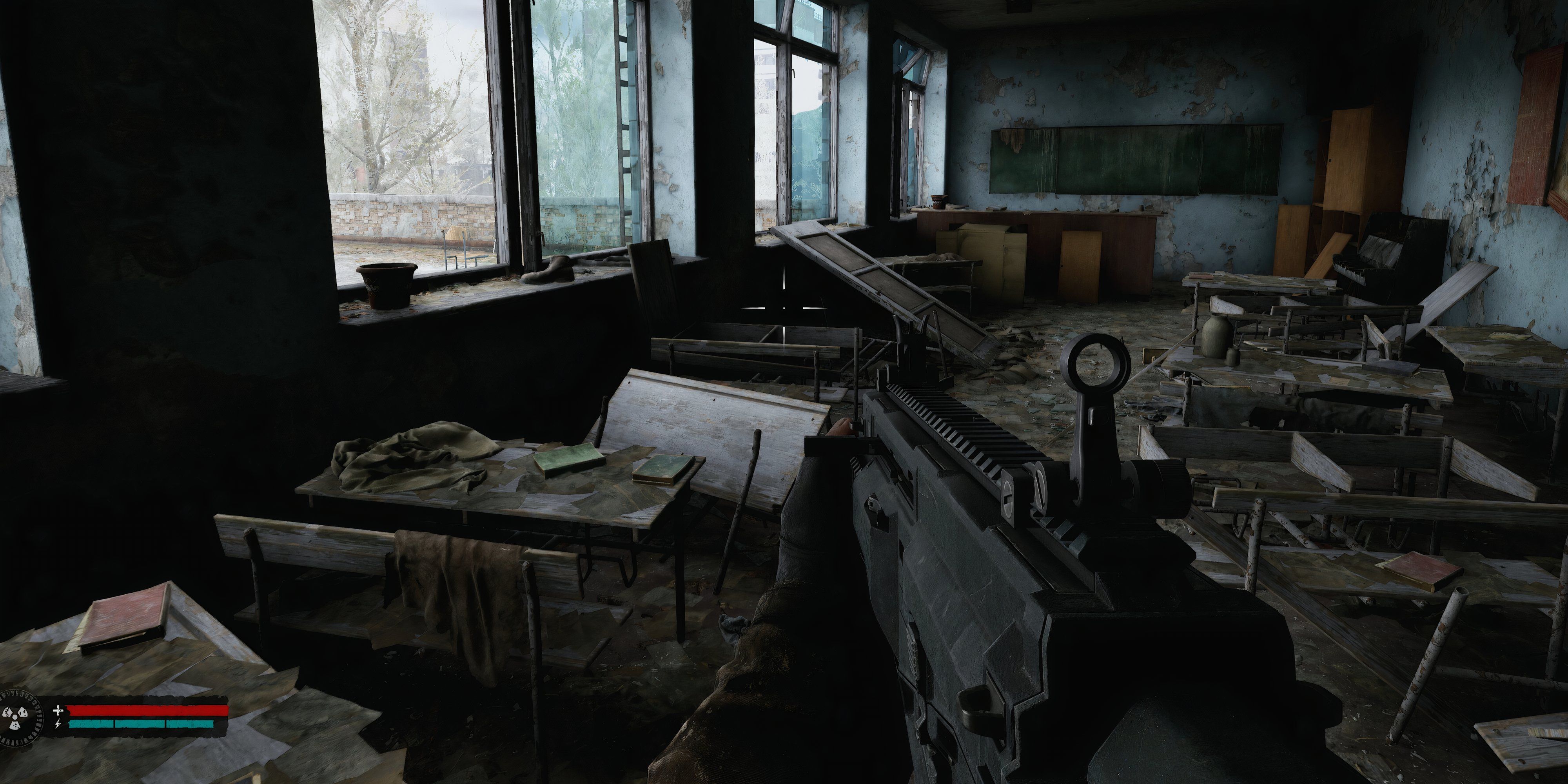 24 Great Story-Driven FPS Games Exploring a ruined classroom