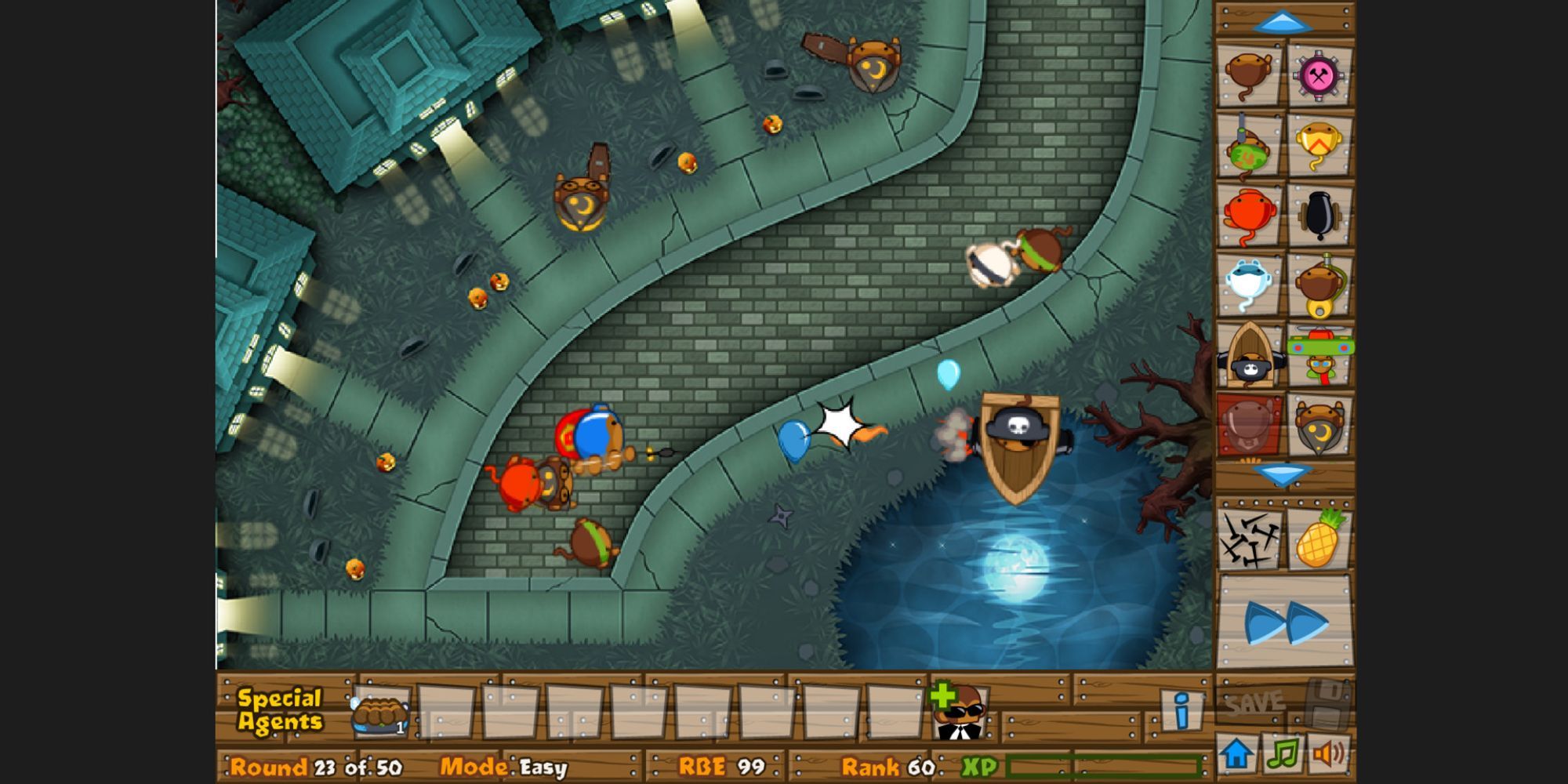 Ninja Kiwi Archive overhead view in dark town