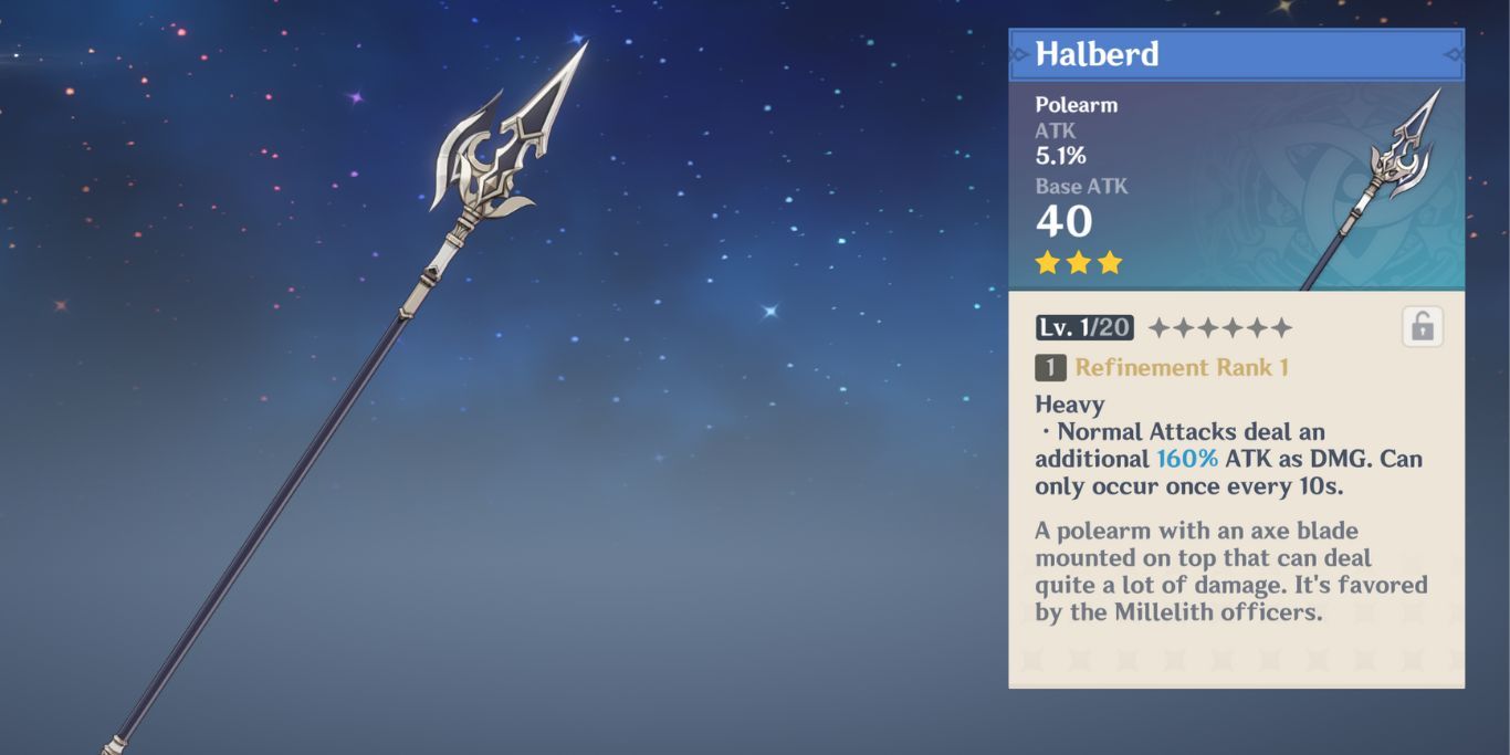 Genshin Impact Halberd Weapon With Passive.