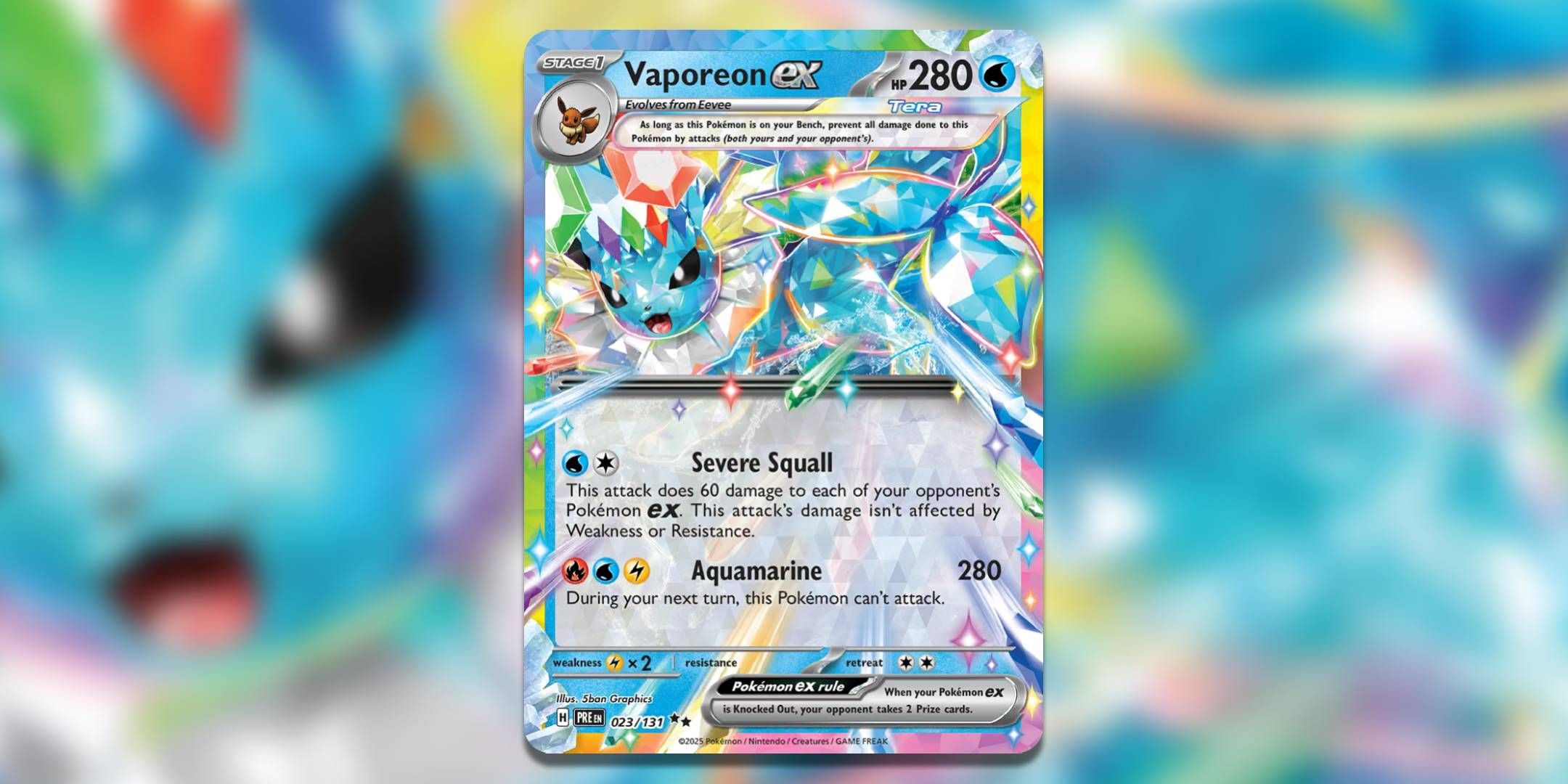 The Pokemon TCG card Vaporeon ex by 5ban Graphics.