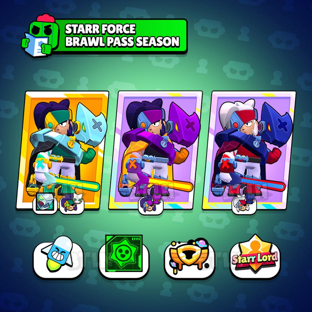 Brawl Stars Starr Force Brawl Pass Hebi Kenji, Mamushi Kenji, Aodaisho Kenji skins