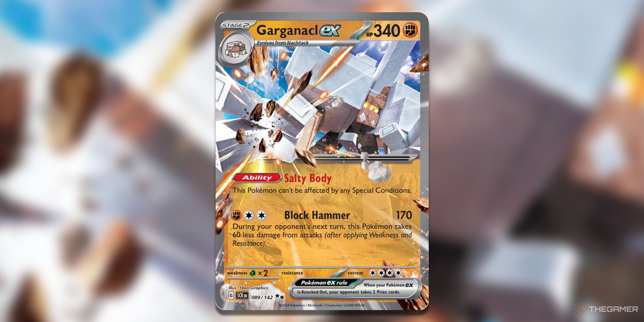 Double rare Garganacl ex Pokemon TCG card art.