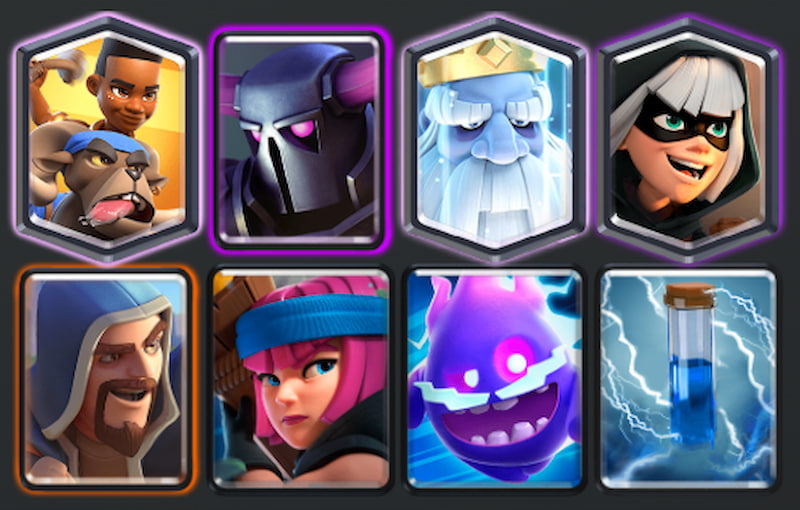 PEKKA, Firecracker, Wizard, Ram Rider, Royal Ghost, Bandit, Electro Spirit, Zap