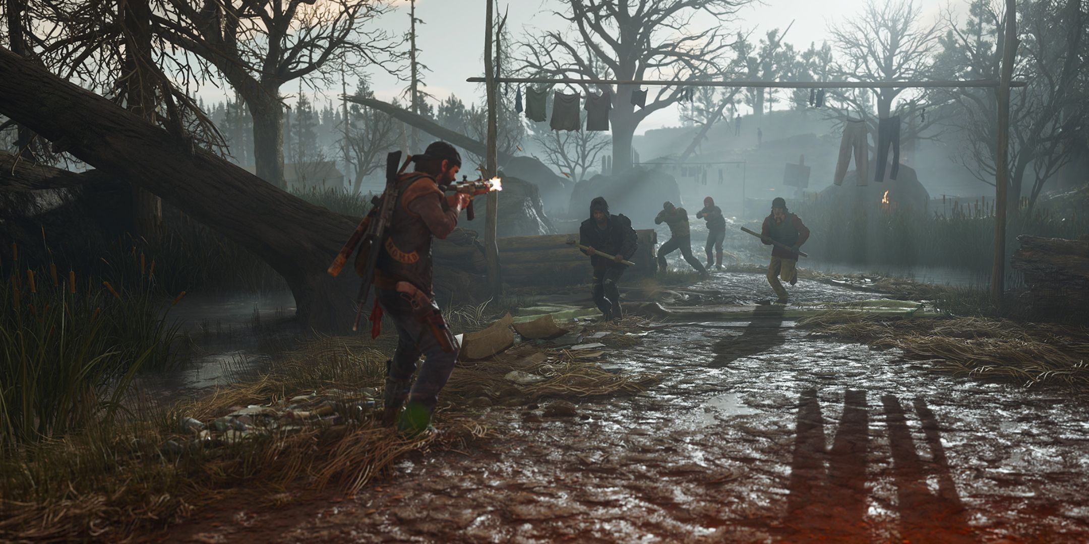 A man shooting enemies in Days Gone