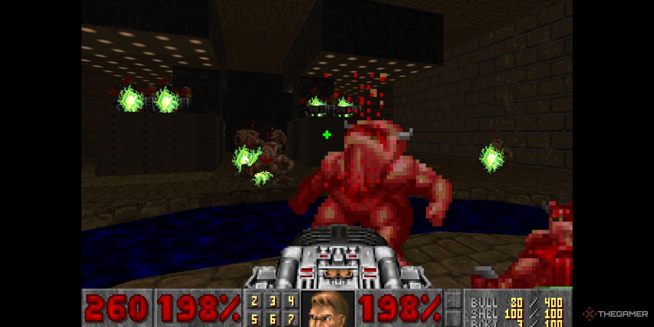 Killing a bunch of demons with the BFG in Doom + Doom 2.