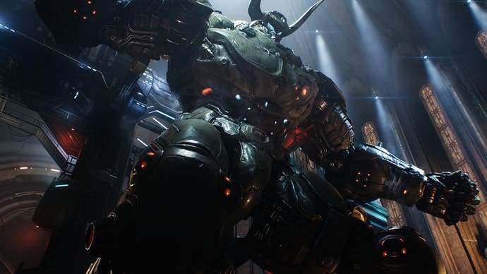 A massive mech in Doom the Dark Ages