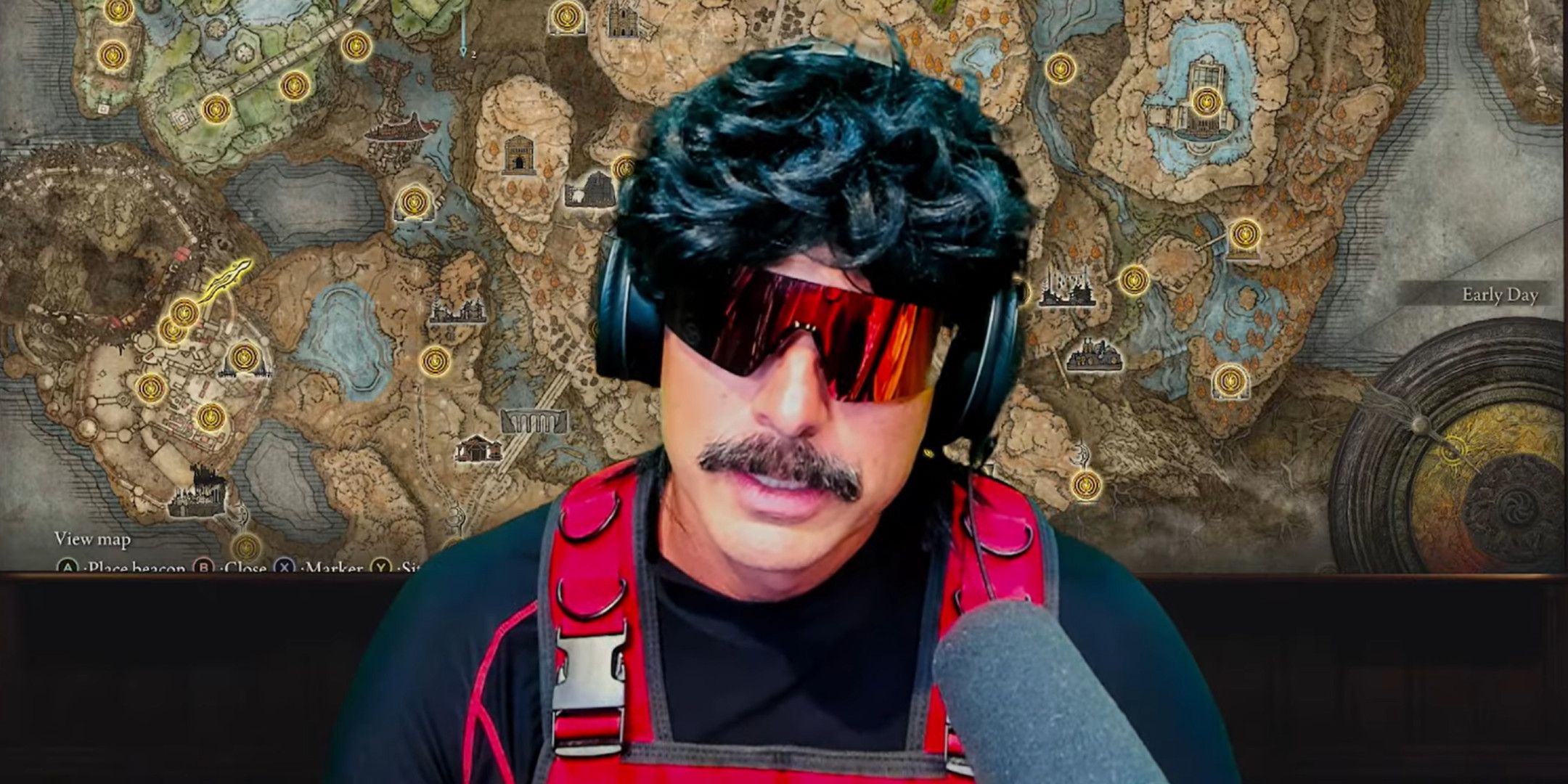 Dr DisRespect in from of the Elden Ring map