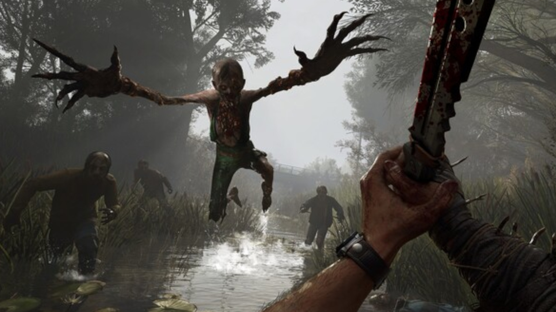 A zombie jumping at a player during the upcoming game, Dying Light: The Beast.