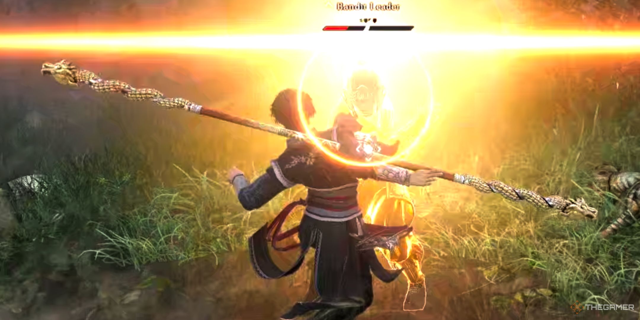 ziluan prepares to counter a special move by a bandit officer in dynasty warriors: origins.