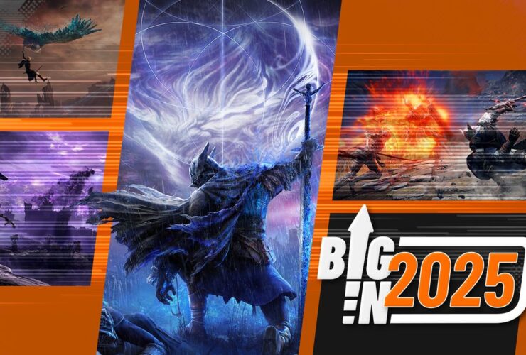 Screenshots of battle in Elden Ring Nightreign along with a logo for GamesRadar+'s Big in 2025 features