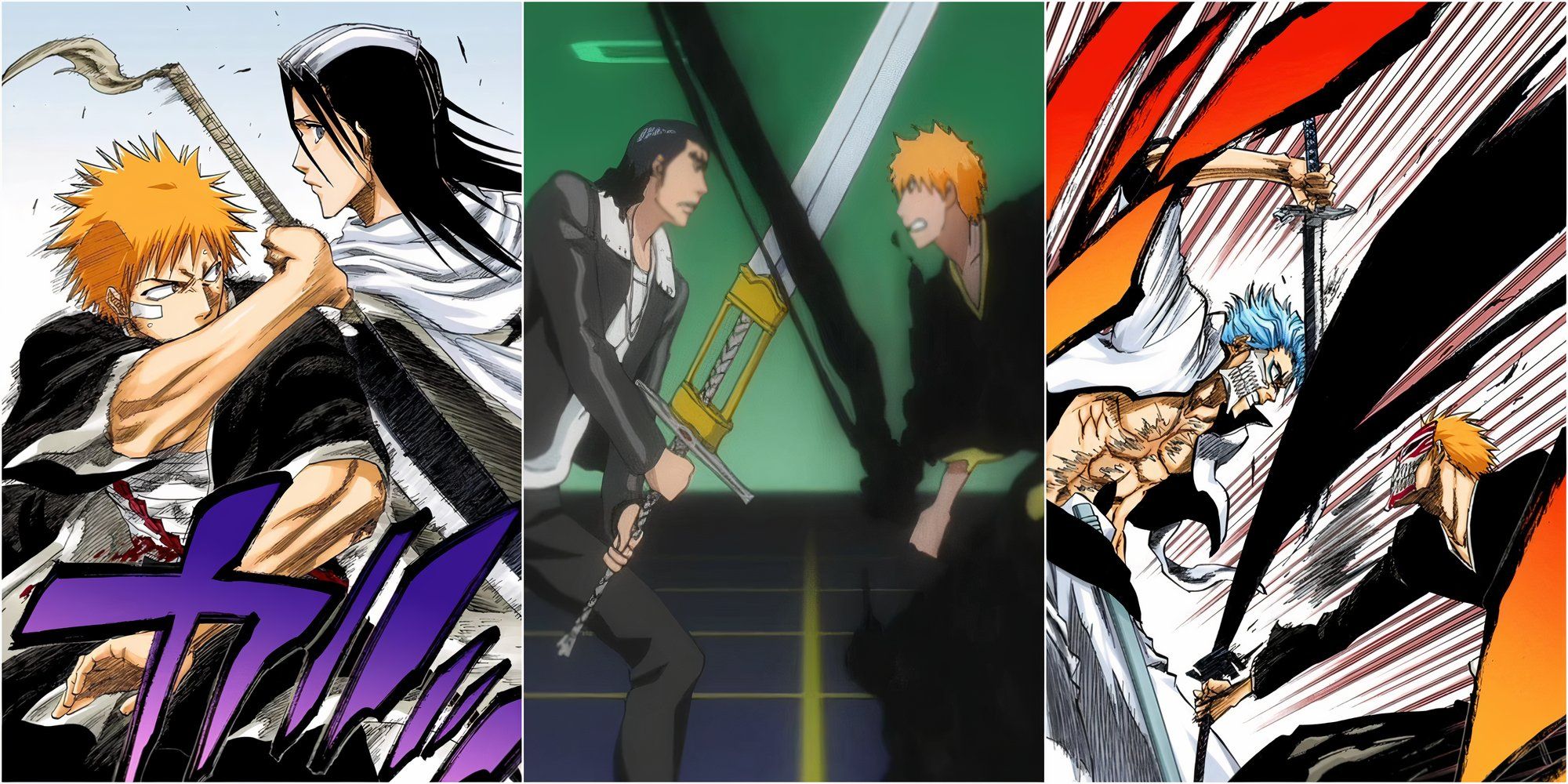 Ichigo and Byakuya, Ginjo, and Grimmjow