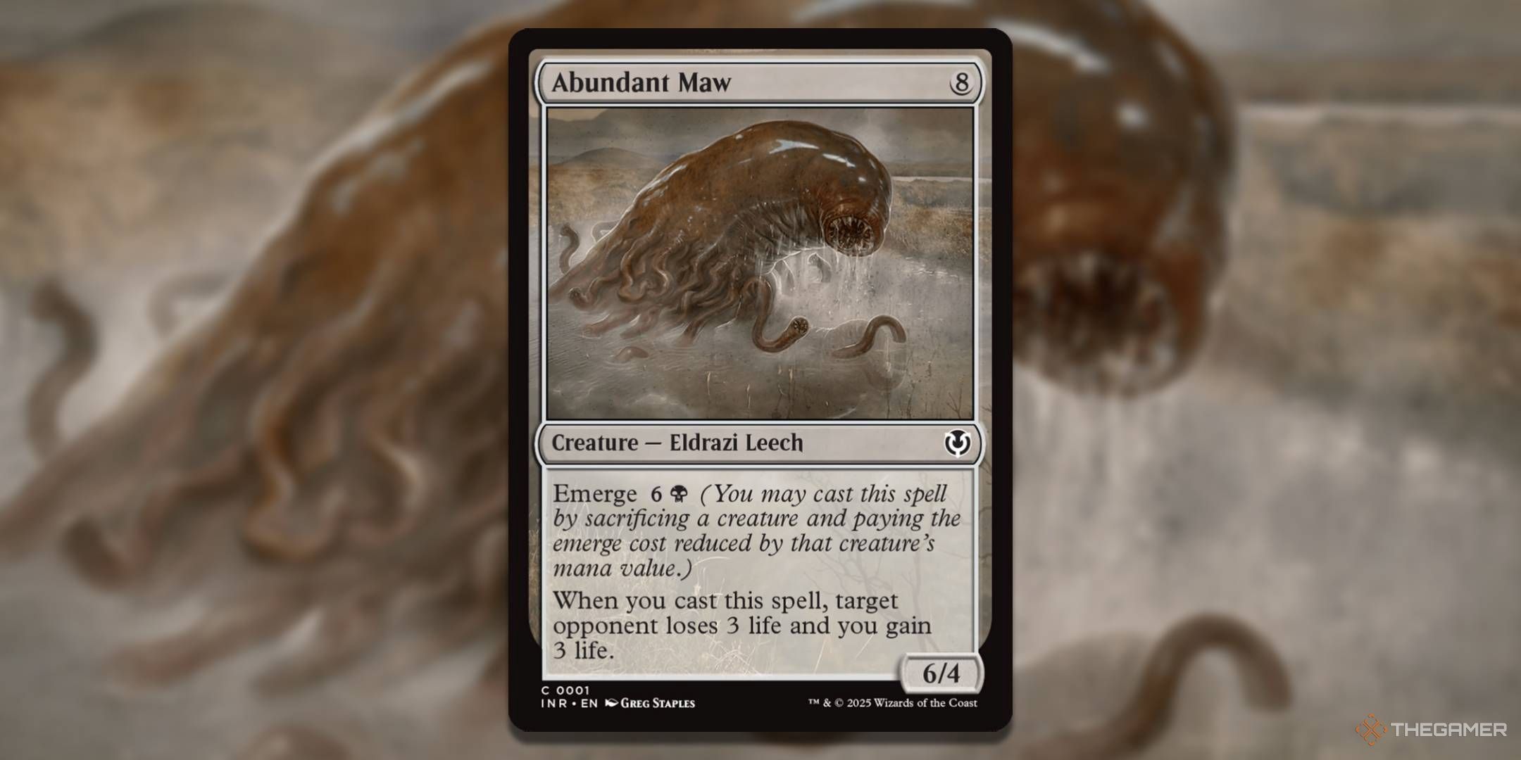 MTG Abundant Maw card with the art in the background