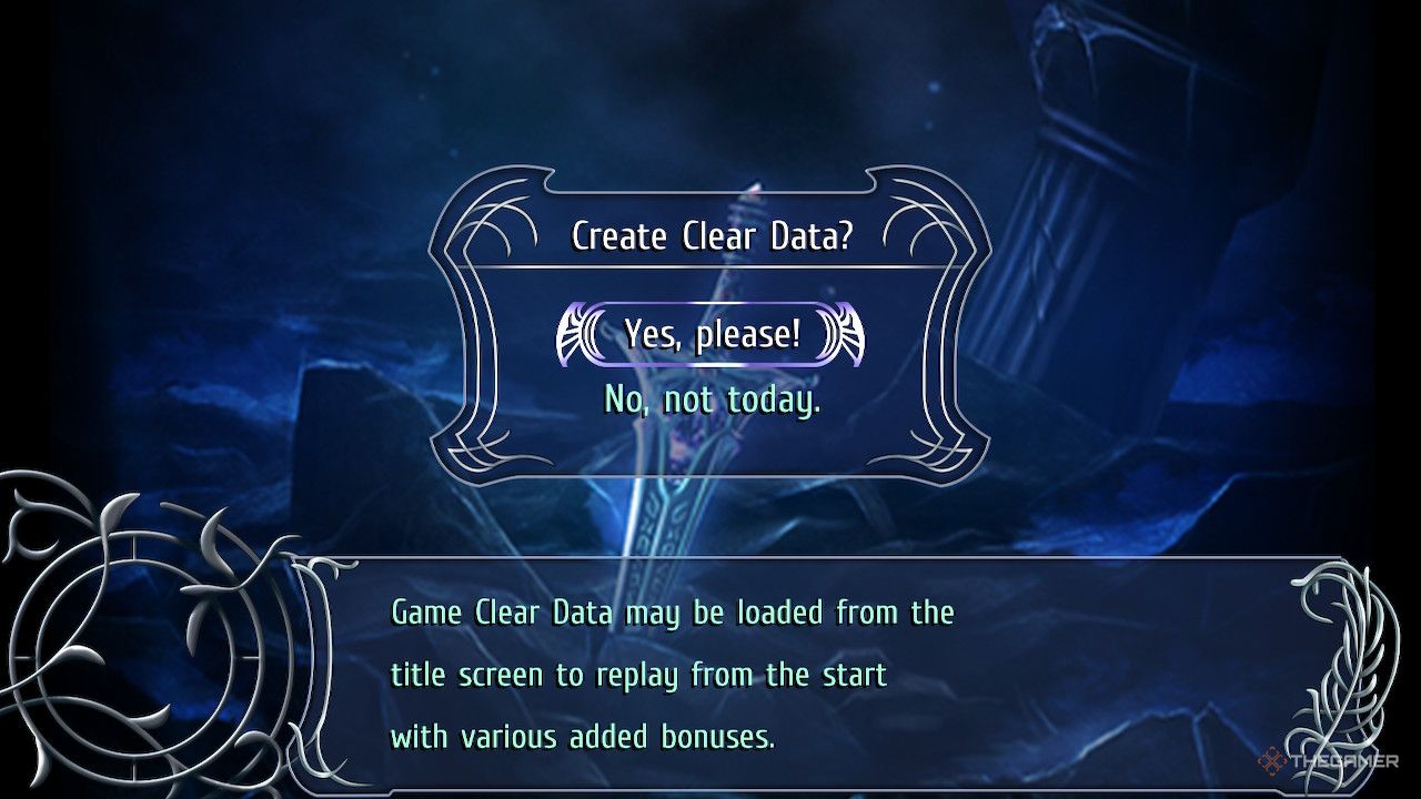 Ys Memoire the oath in felghana prompting you to create clear data to use for new game plus.