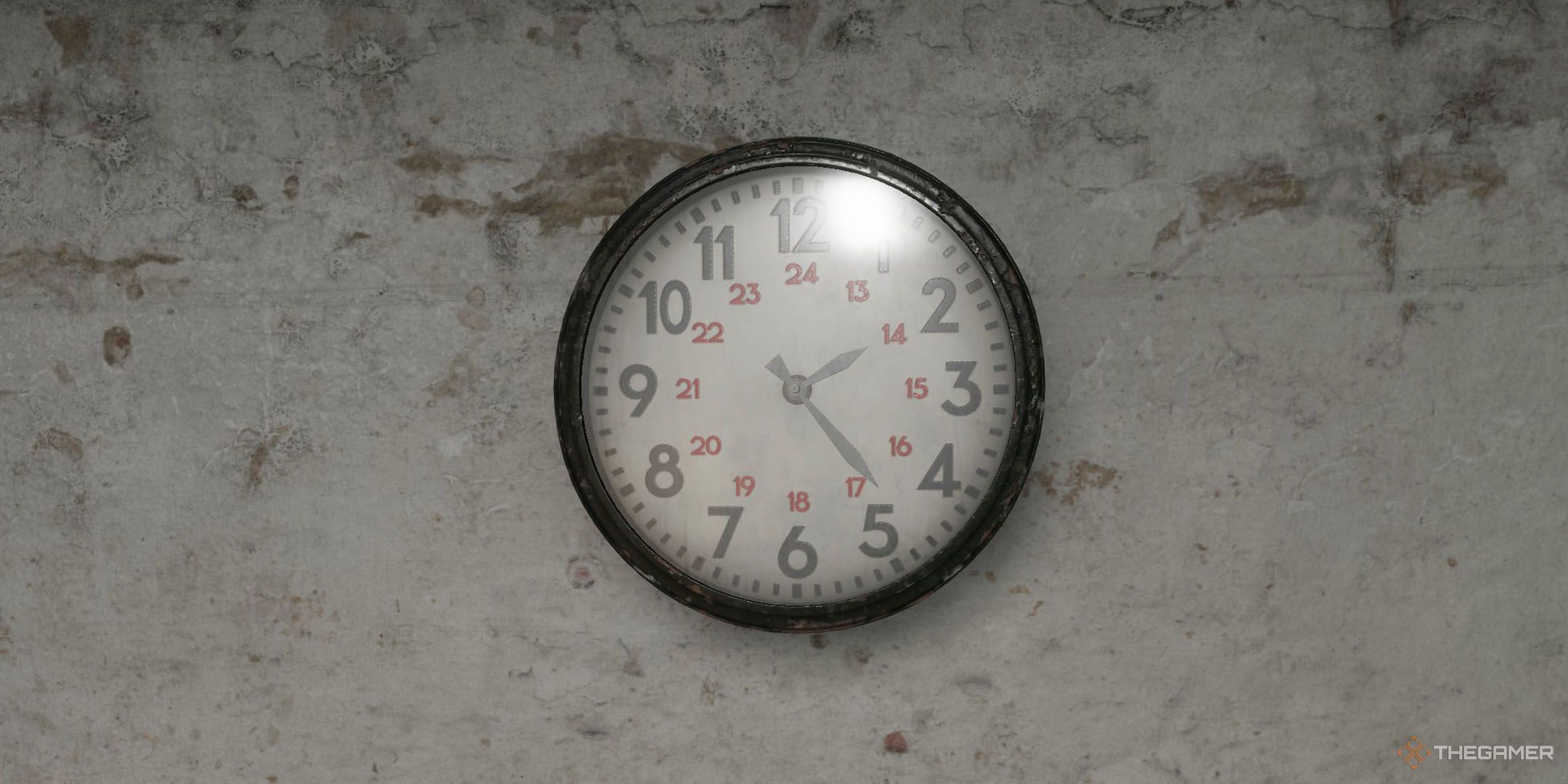 Counter-Strike 2 clock on a concrete wall.