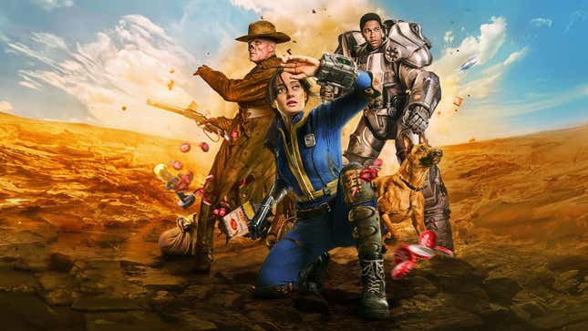 An image shows the main cast of Fallout. 