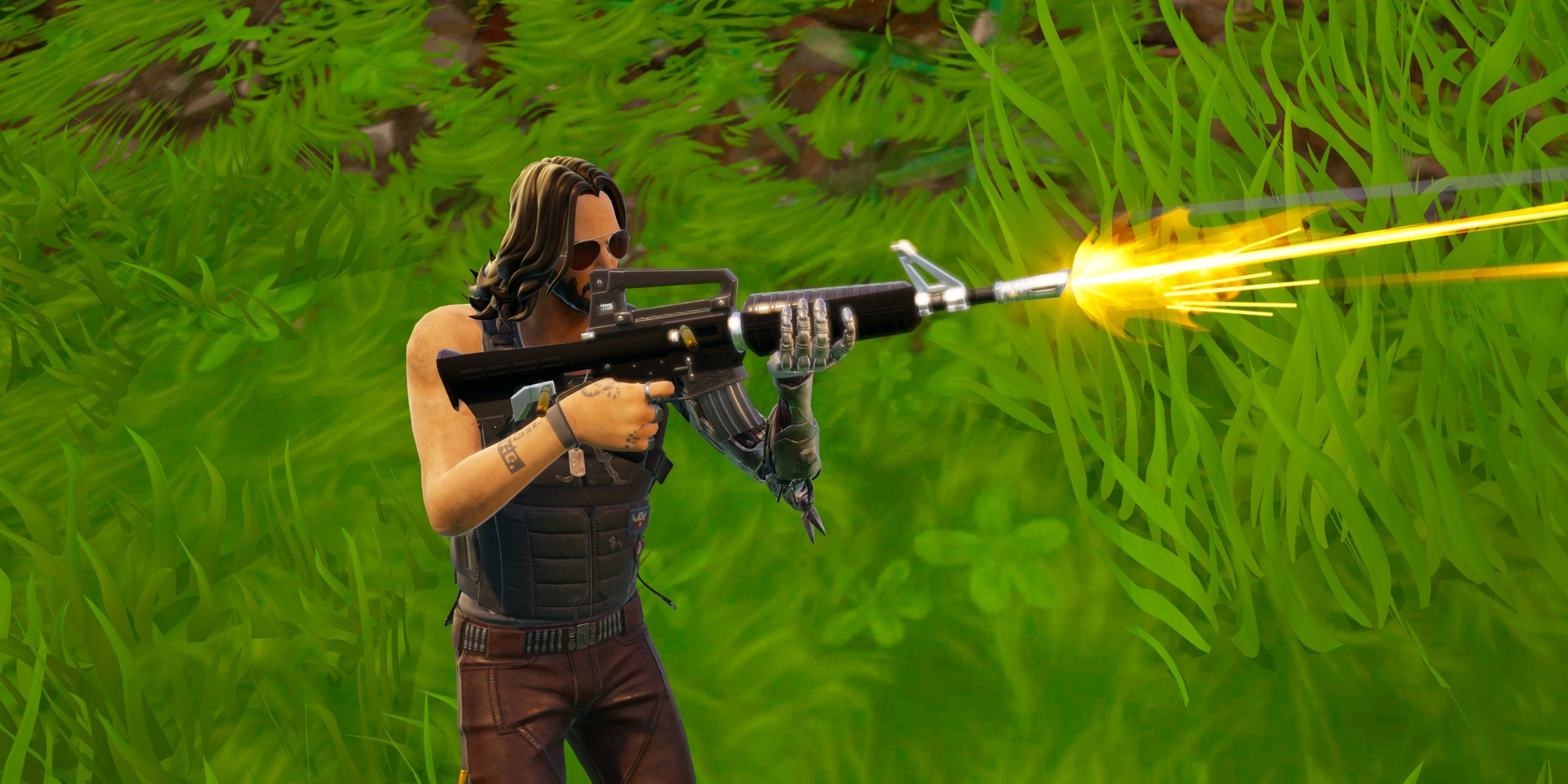 firing an assault rifle in fortnite og