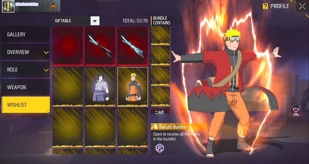 Free Fire x NARUTO SHIPPUDEN Naruto Bundle