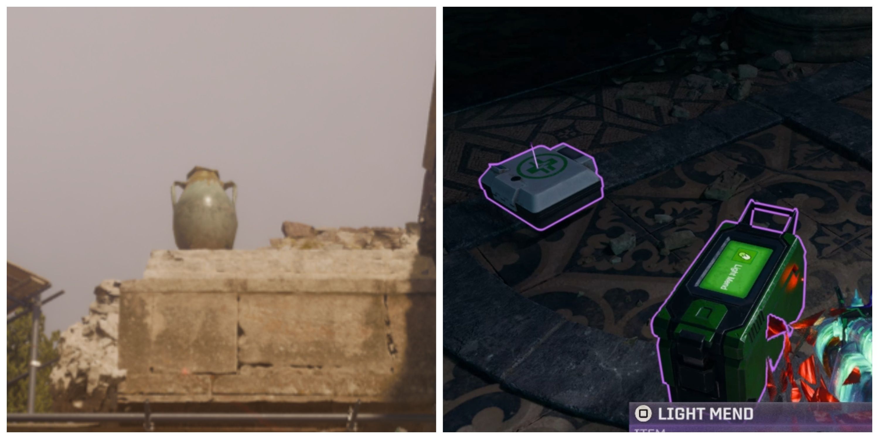 shootable urns in the tomb for a free self-revive kit and light mend ammo mod