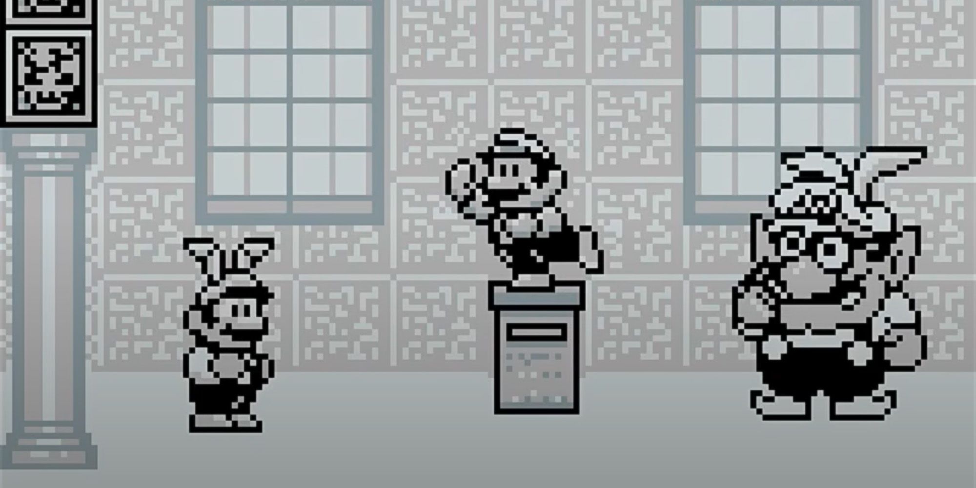 Mario preparing to fight Wario in Super Mario Land 2: 6 Golden Coins.