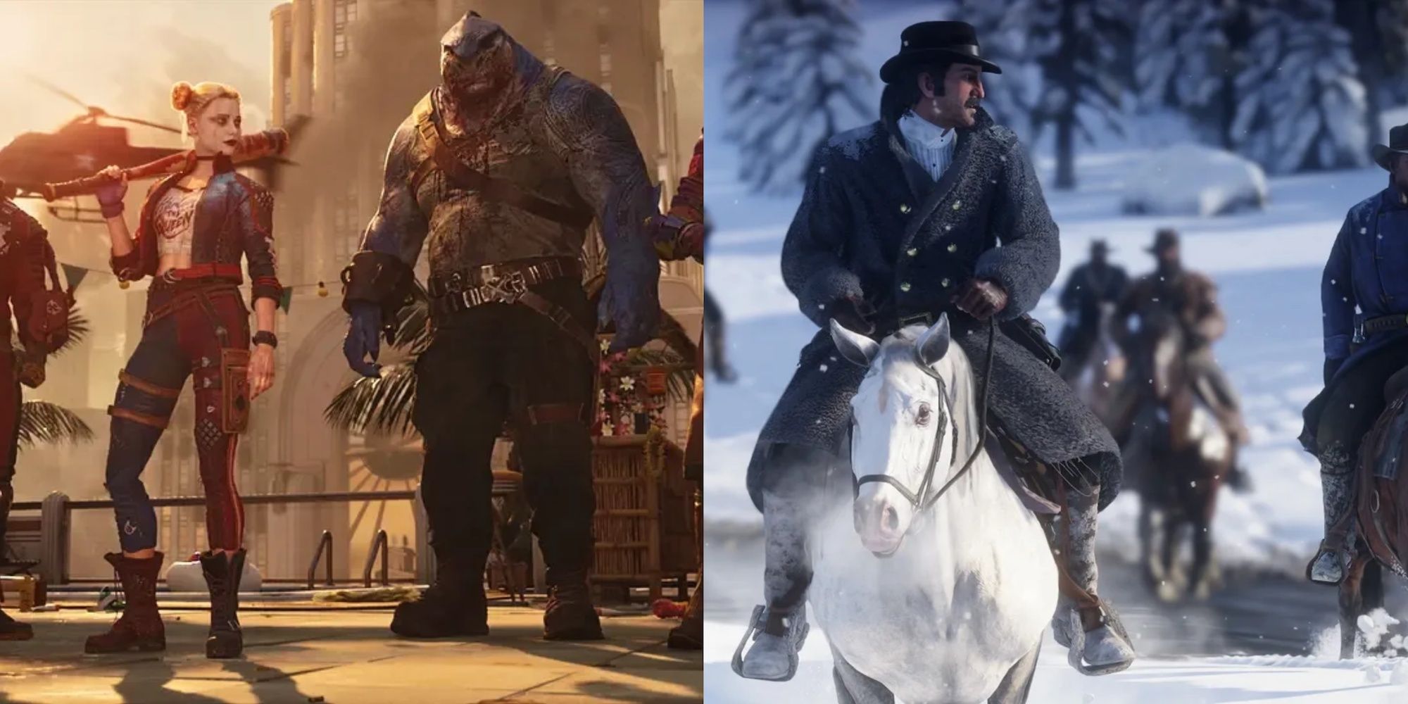 Suicide Squad on the left and red dead redemption 2 on the right