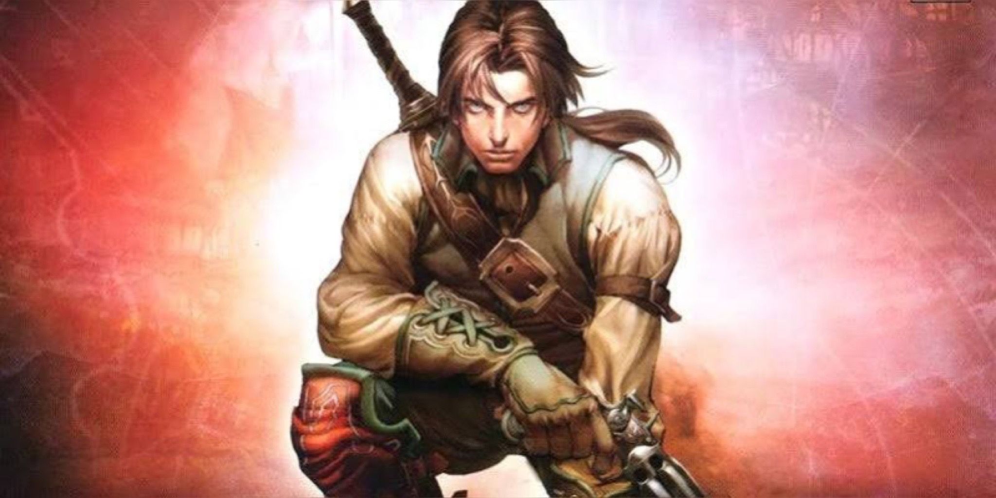 The Gunslinger Crouches On The Cover Of Fable 2.